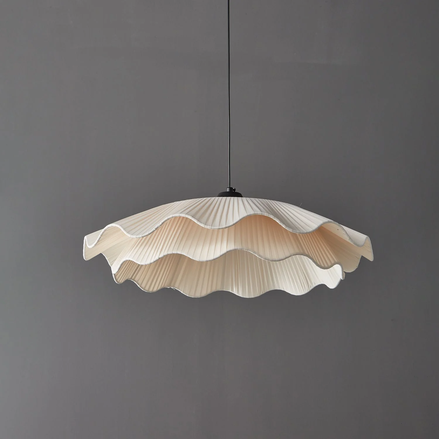 Ellorel Elegance Wave Brass Fabric Pendant Lamp - Image 12
