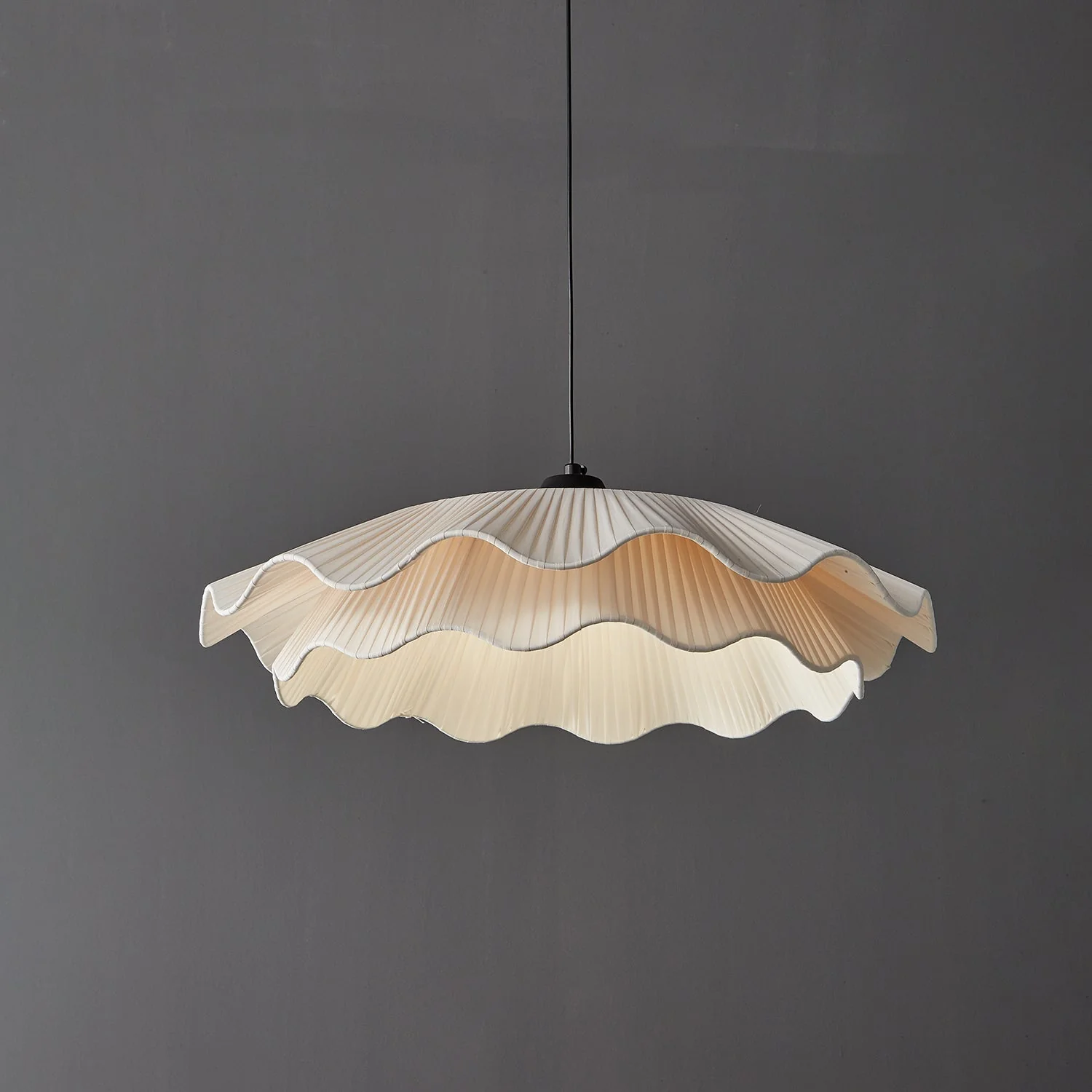 Ellorel Elegance Wave Brass Fabric Pendant Lamp - Image 14