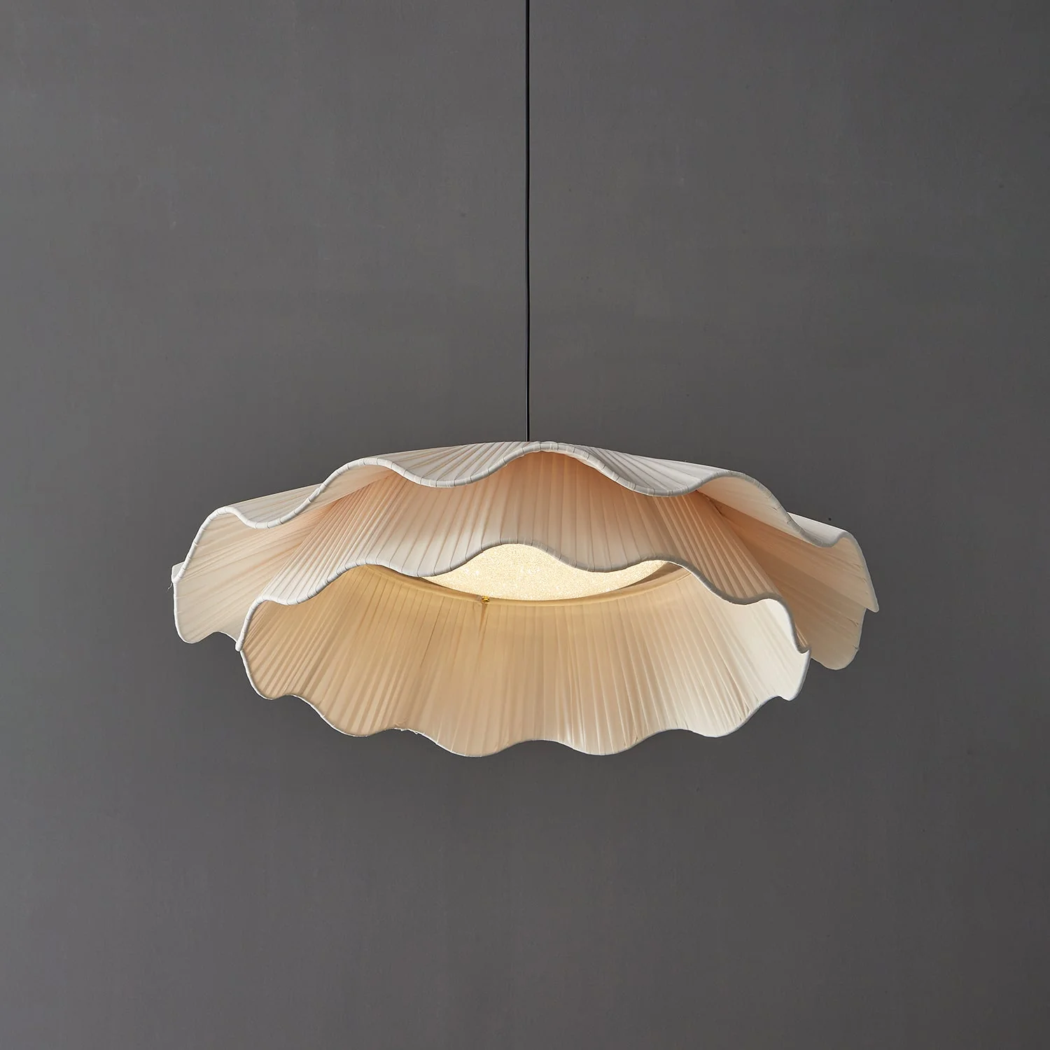 Ellorel Elegance Wave Brass Fabric Pendant Lamp - Image 15