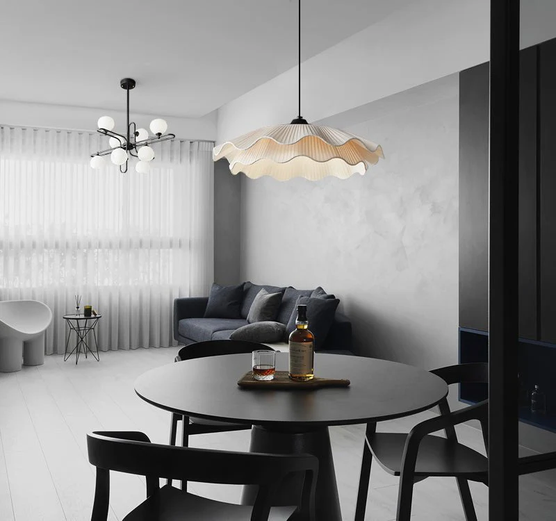 Ellorel Elegance Wave Brass Fabric Pendant Lamp - Image 16