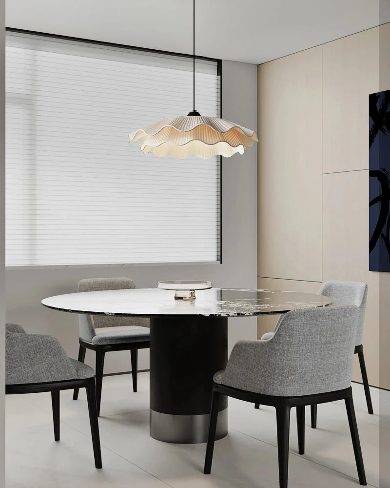 Ellorel Elegance Wave Brass Fabric Pendant Lamp - Image 18