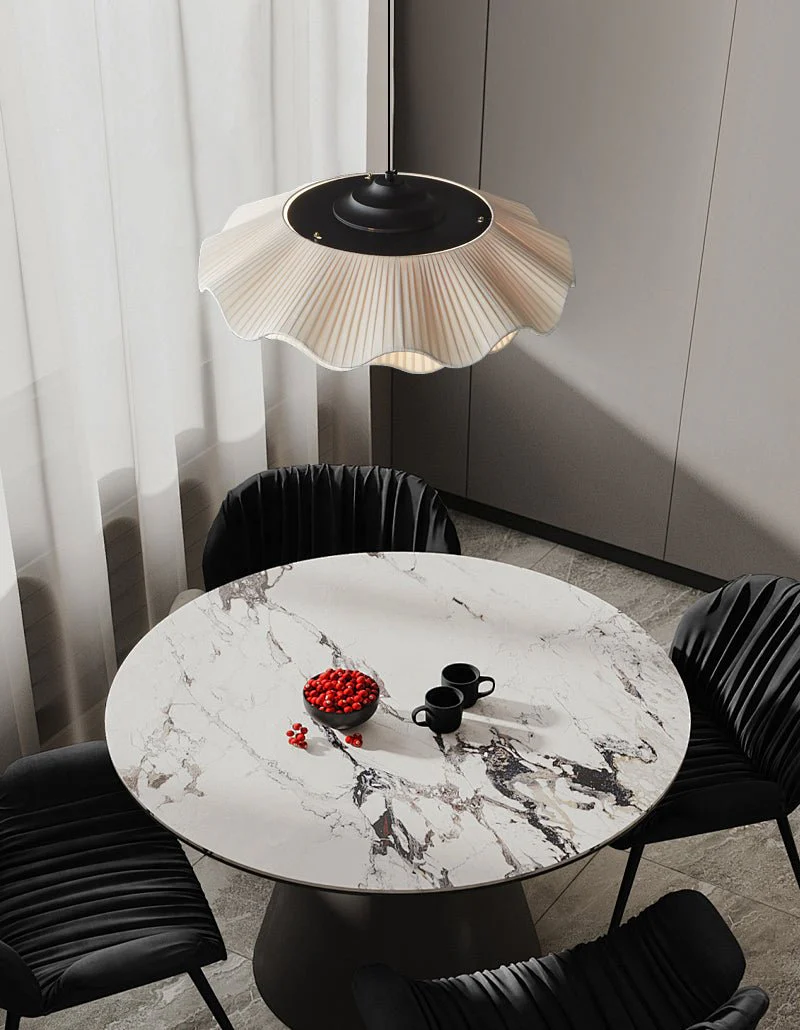 Ellorel Elegance Wave Brass Fabric Pendant Lamp - Image 19