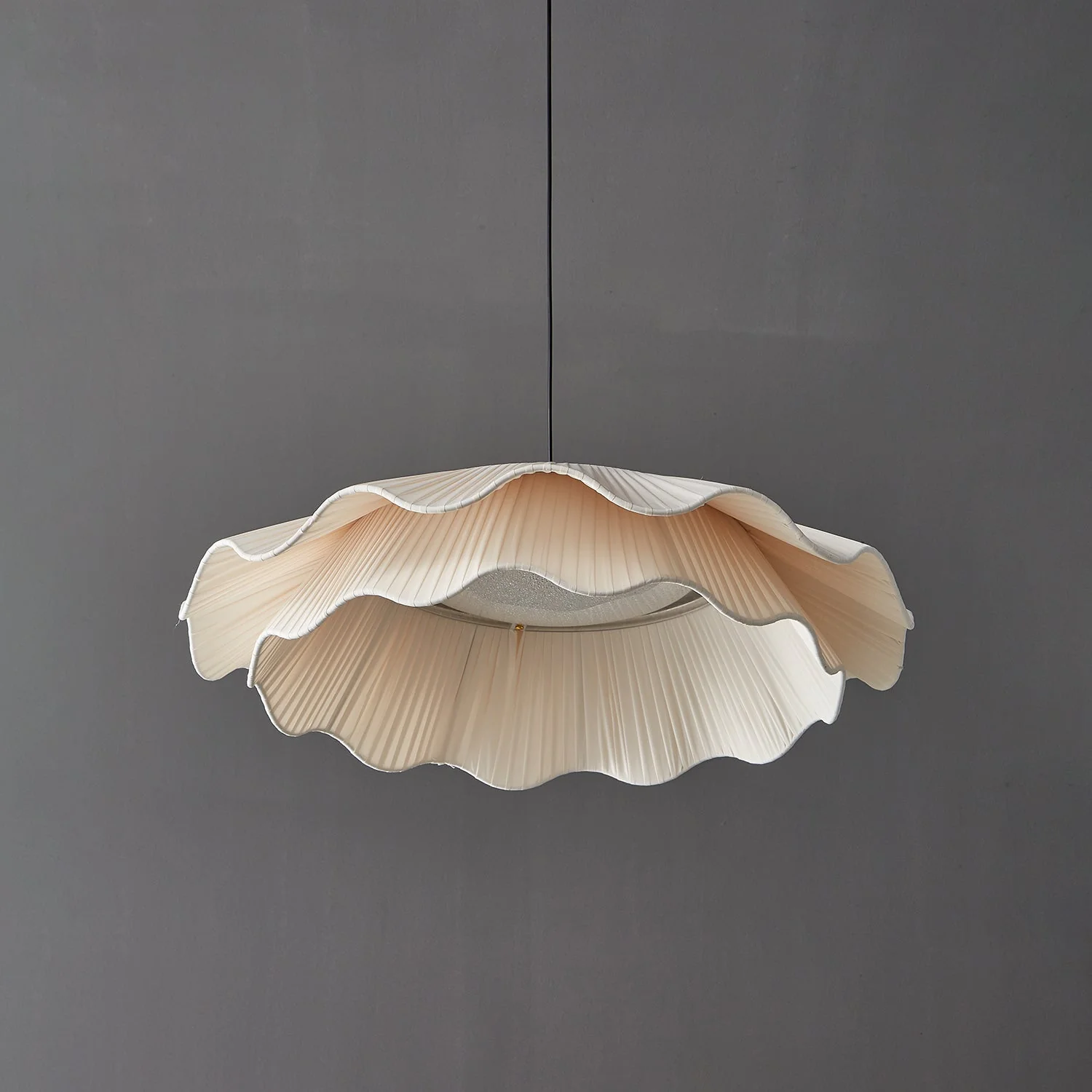 Ellorel Elegance Wave Brass Fabric Pendant Lamp - Image 2