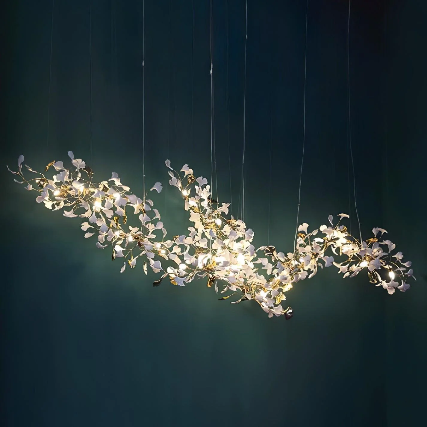 Olivia Ceramic Gingko Chandelier Double Layer Combination - Image 12