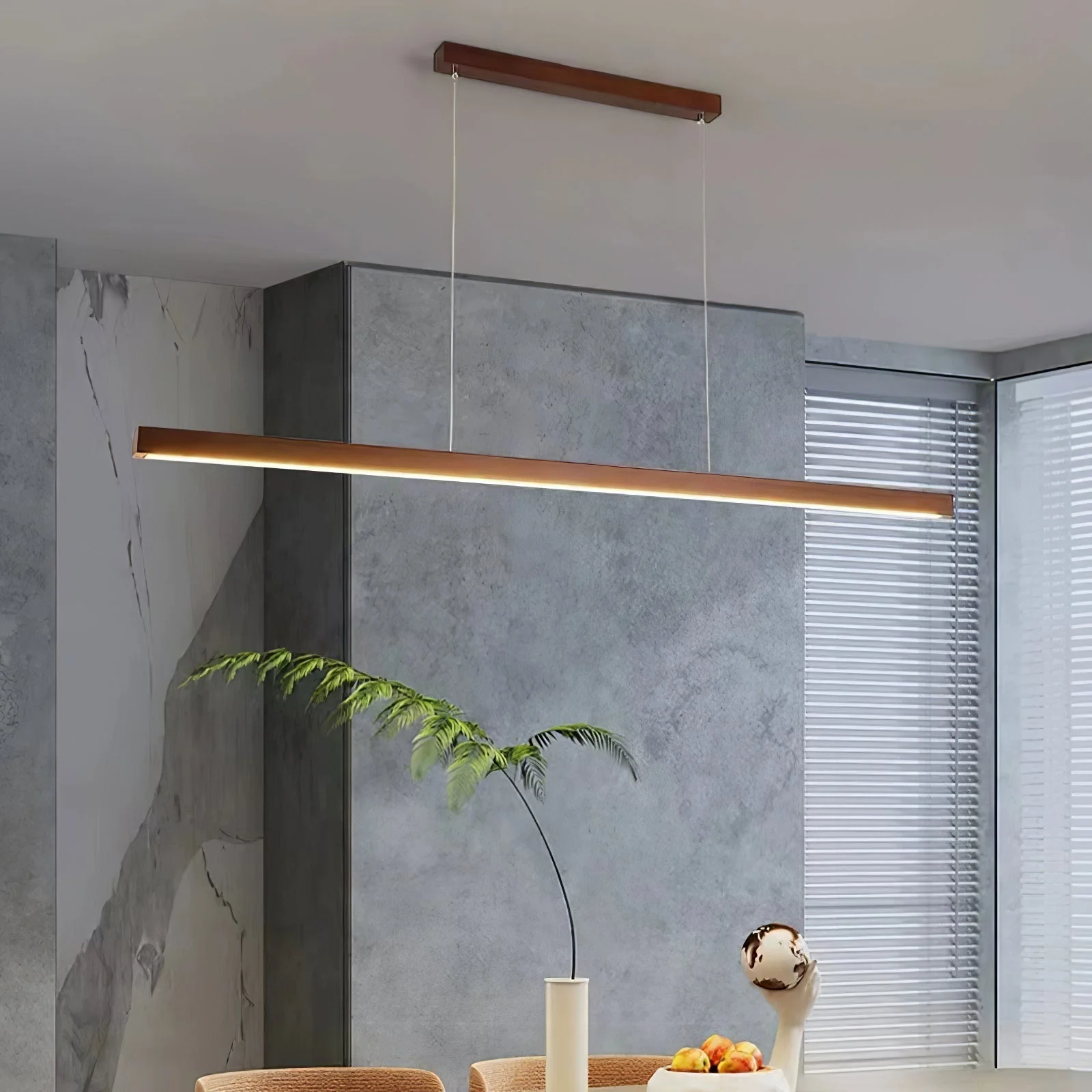 Elowen Linear Minimalist Wood Pendant Light - Image 10