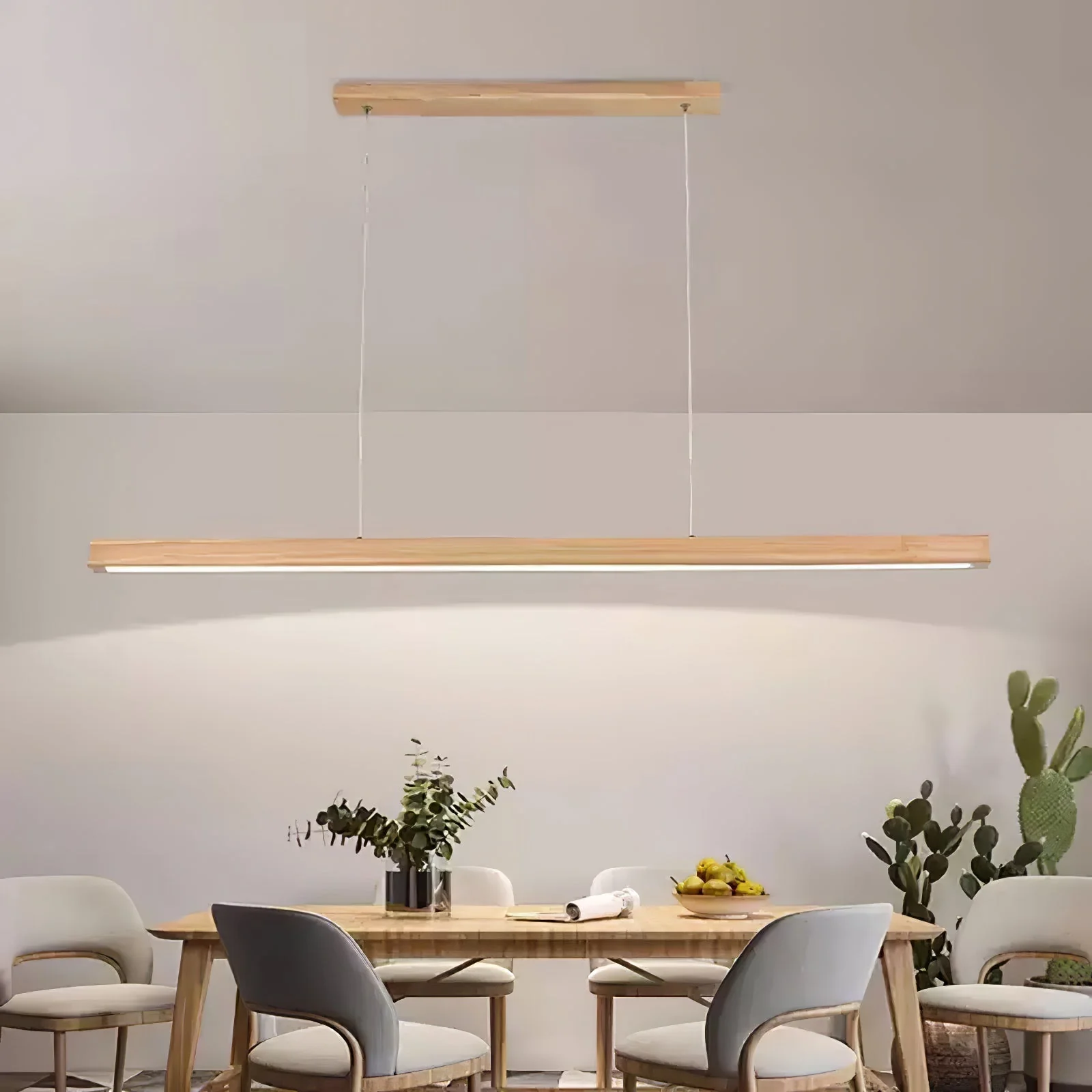 Elowen Linear Minimalist Wood Pendant Light - Image 11