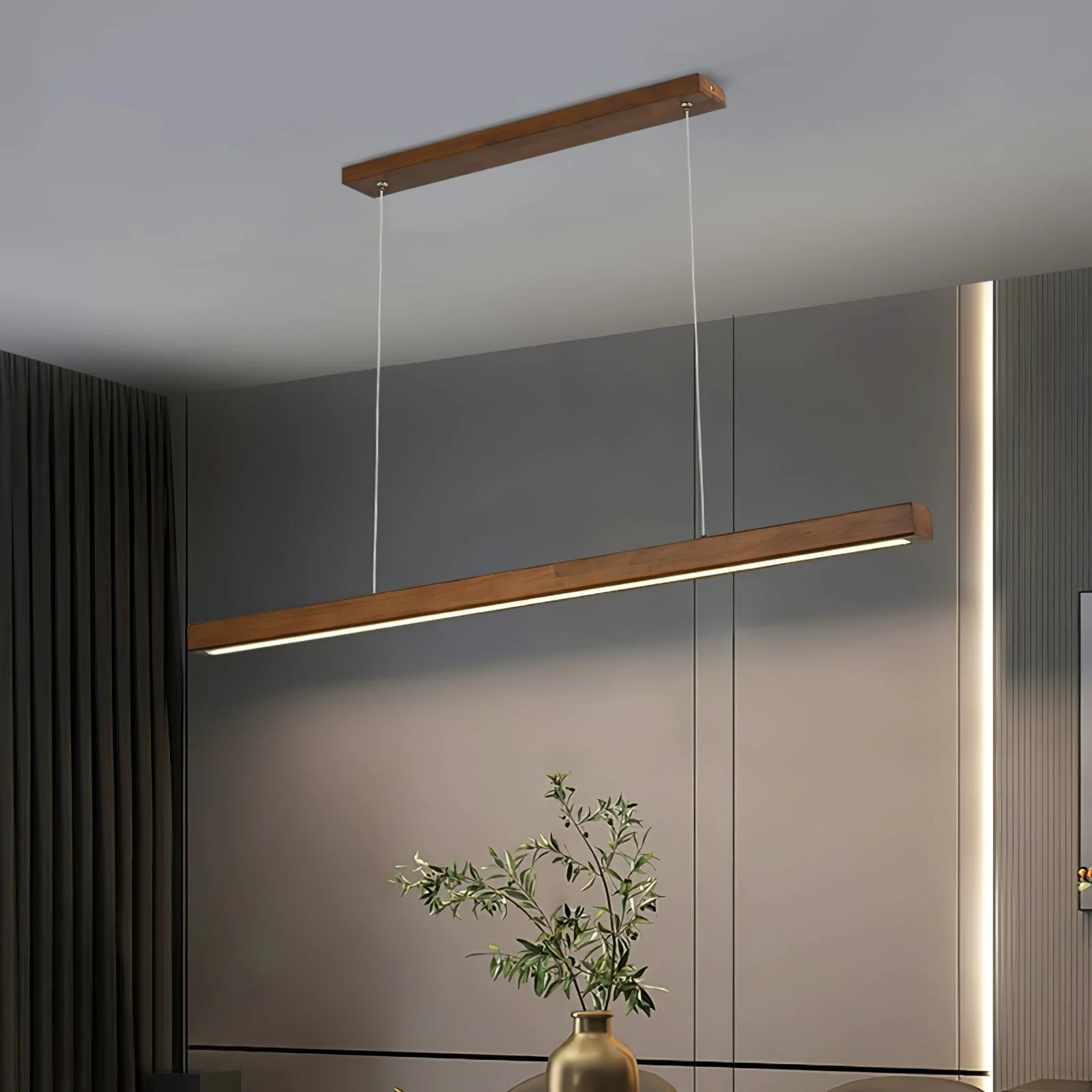 Elowen Linear Minimalist Wood Pendant Light - Image 12