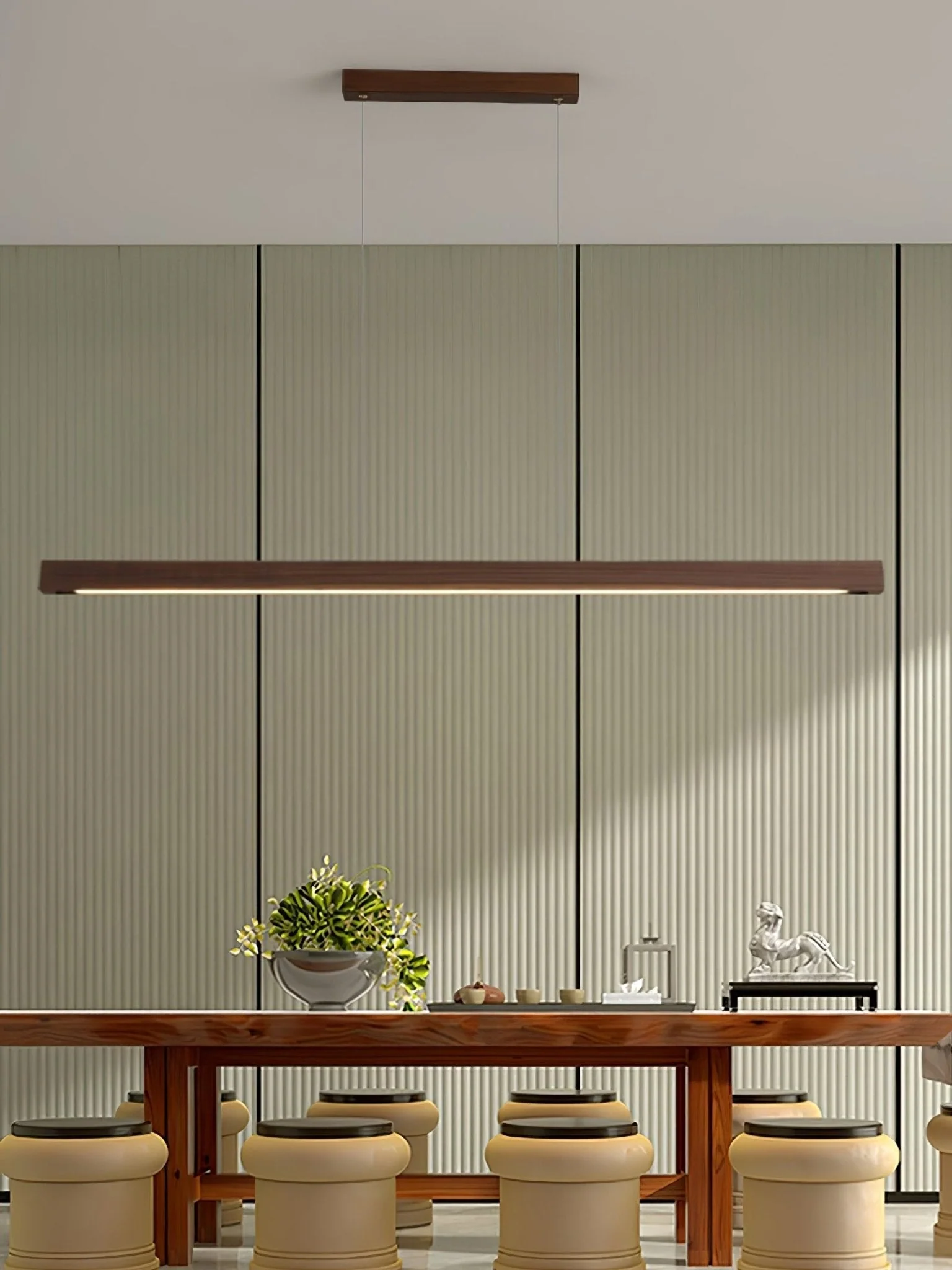 Elowen Linear Minimalist Wood Pendant Light - Image 2
