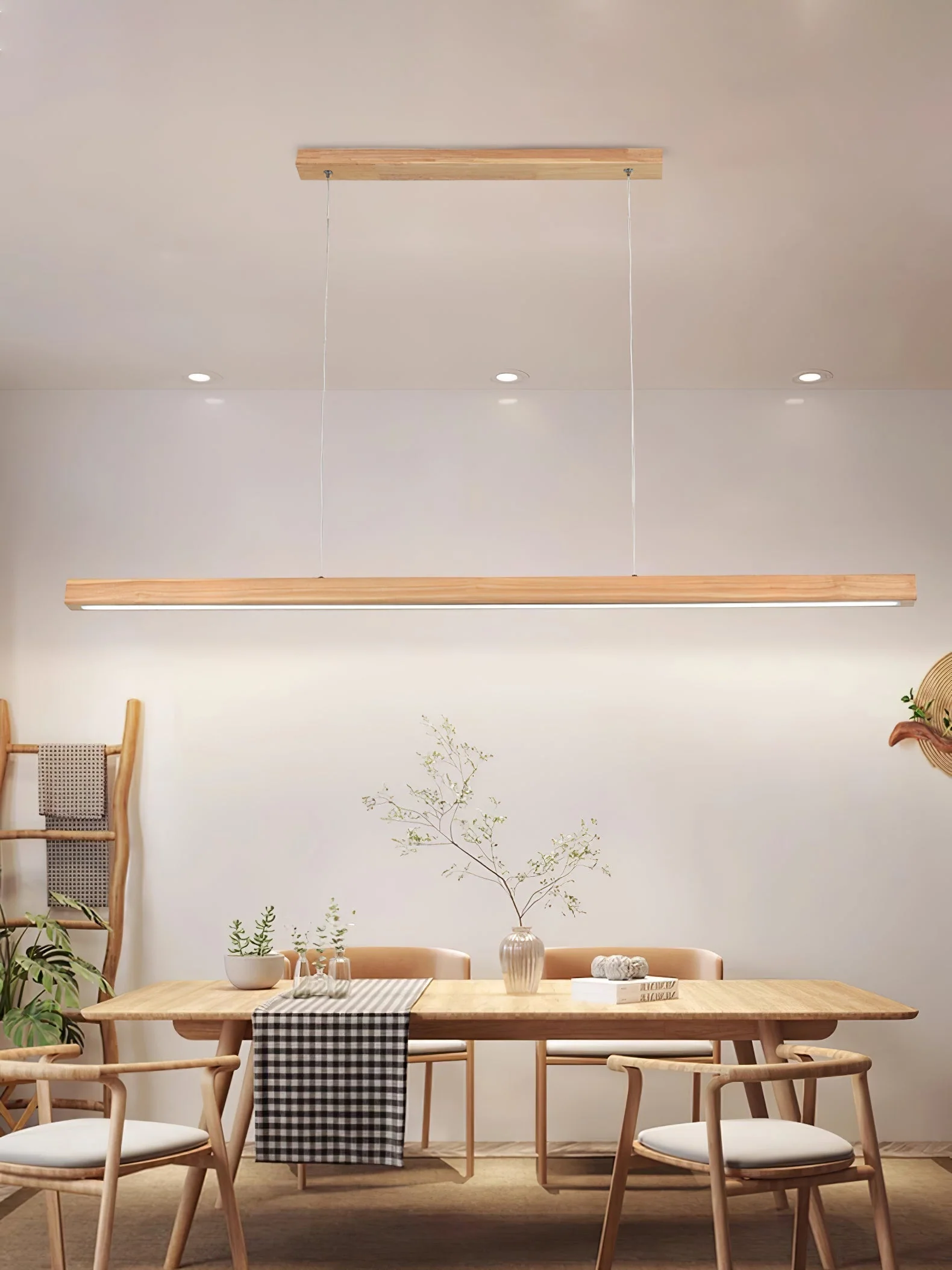 Elowen Linear Minimalist Wood Pendant Light - Image 22