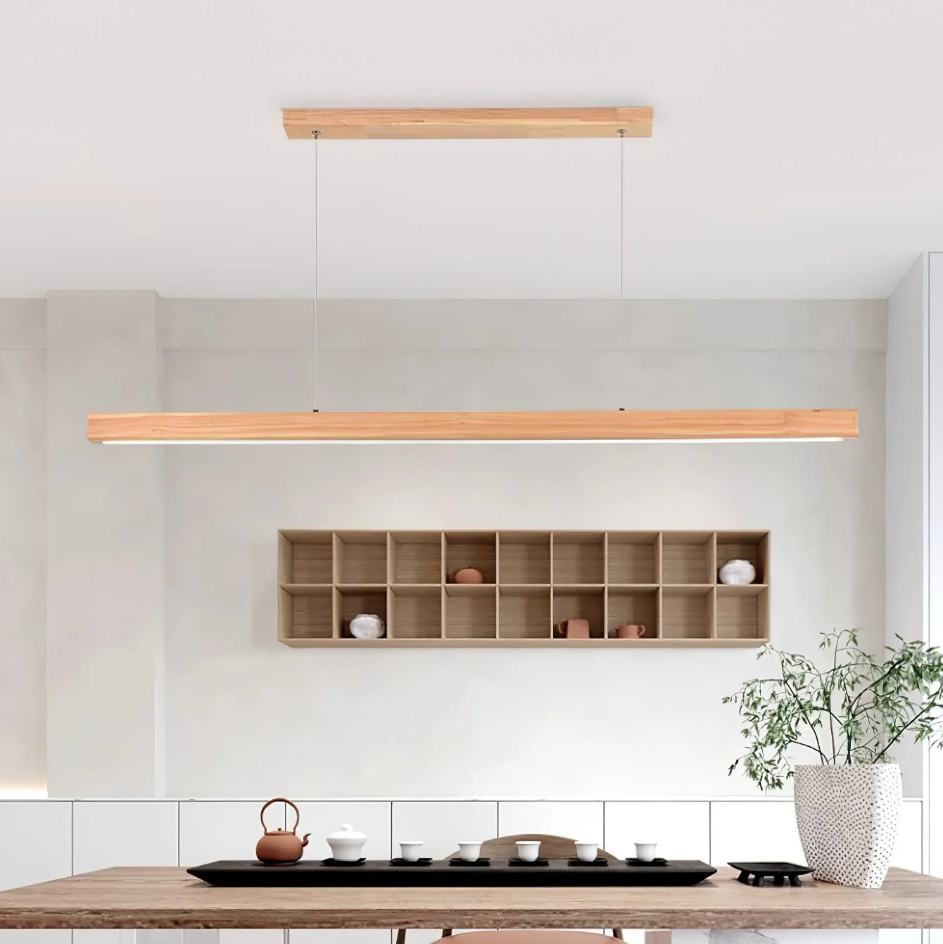 Elowen Linear Minimalist Wood Pendant Light - Image 23