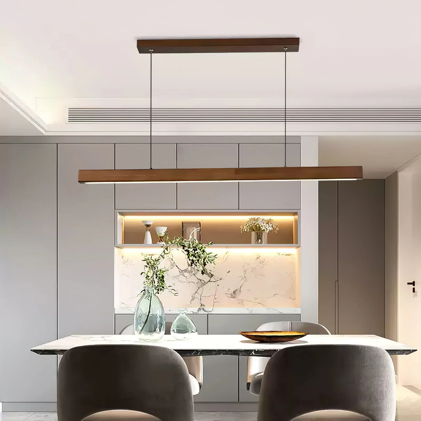 Elowen Linear Minimalist Wood Pendant Light - Image 24