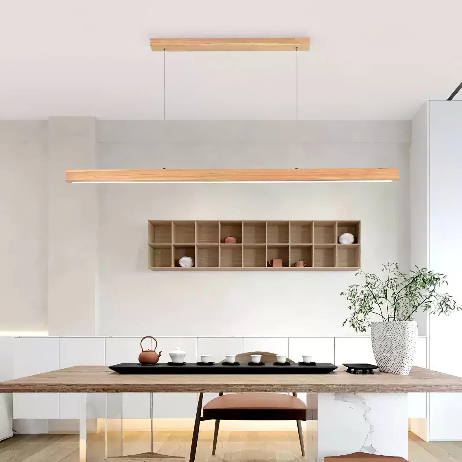 Elowen Linear Minimalist Wood Pendant Light - Image 34