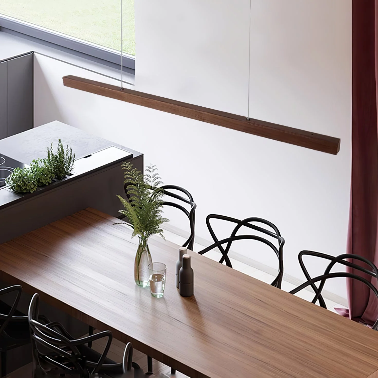 Elowen Linear Minimalist Wood Pendant Light - Image 56