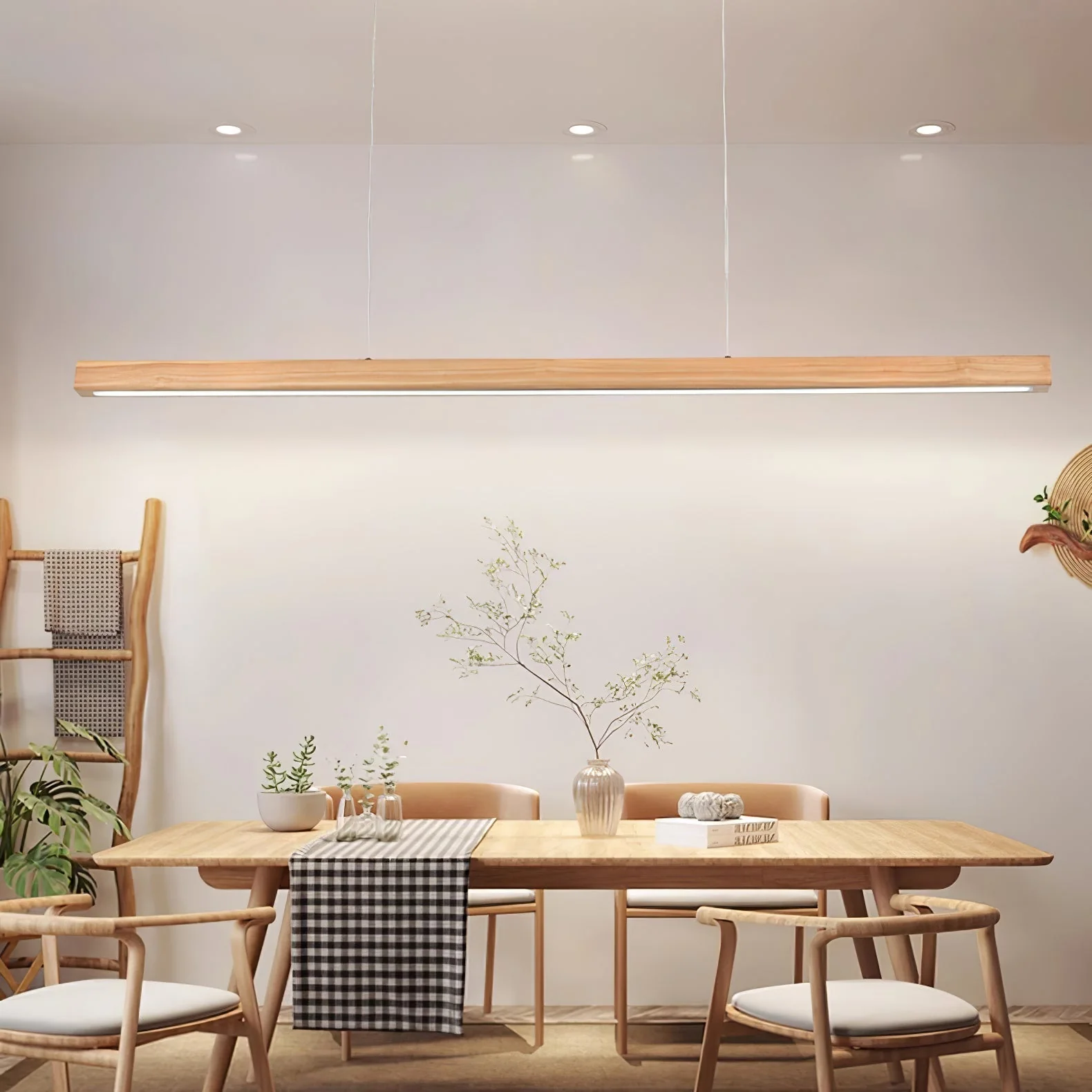 Elowen Linear Minimalist Wood Pendant Light - Image 62