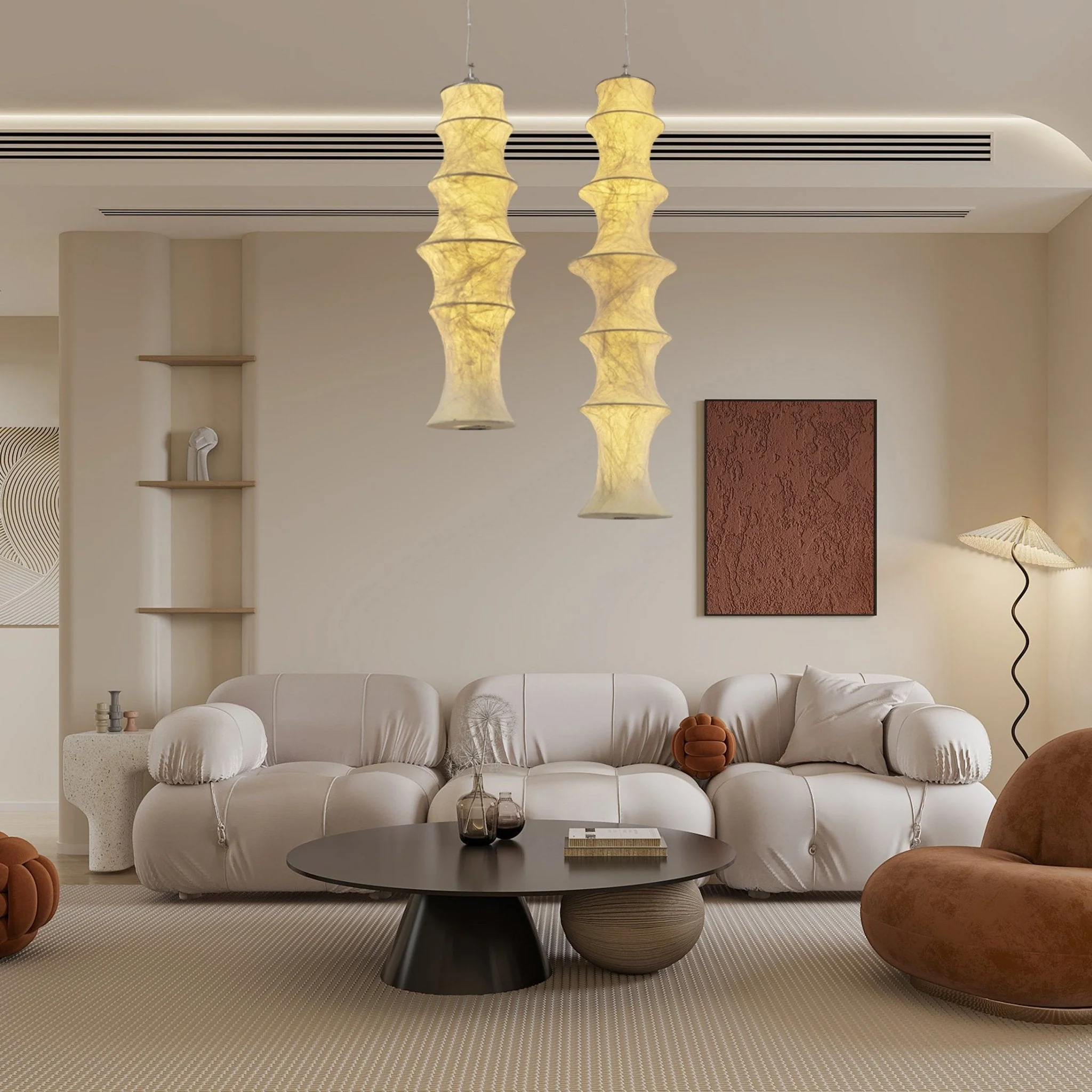 Elraeor Layered Mulberry Silk Pendant Light - Image 2