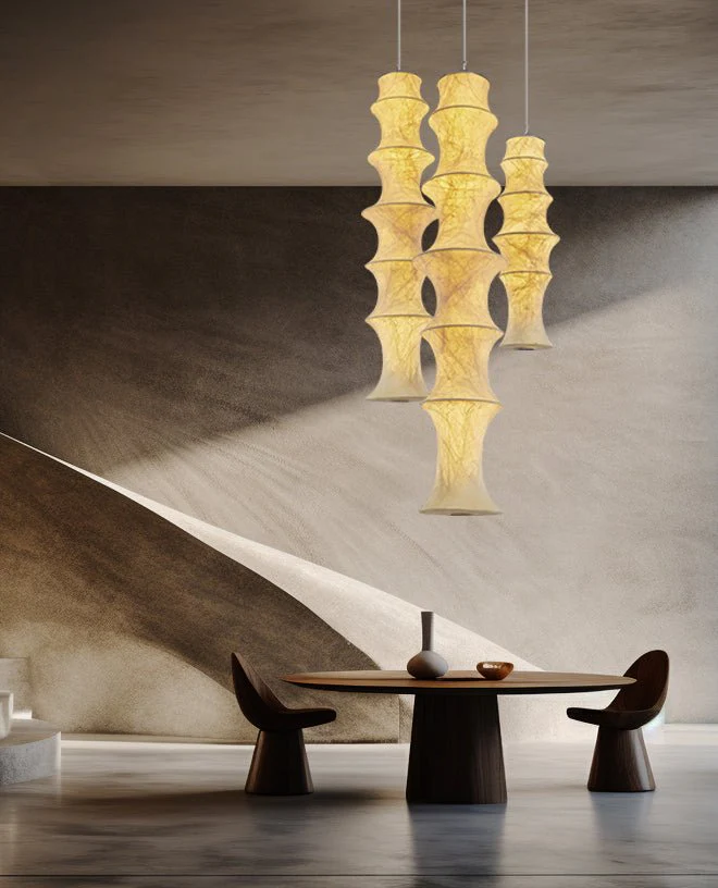 Elraeor Layered Mulberry Silk Pendant Light - Image 3