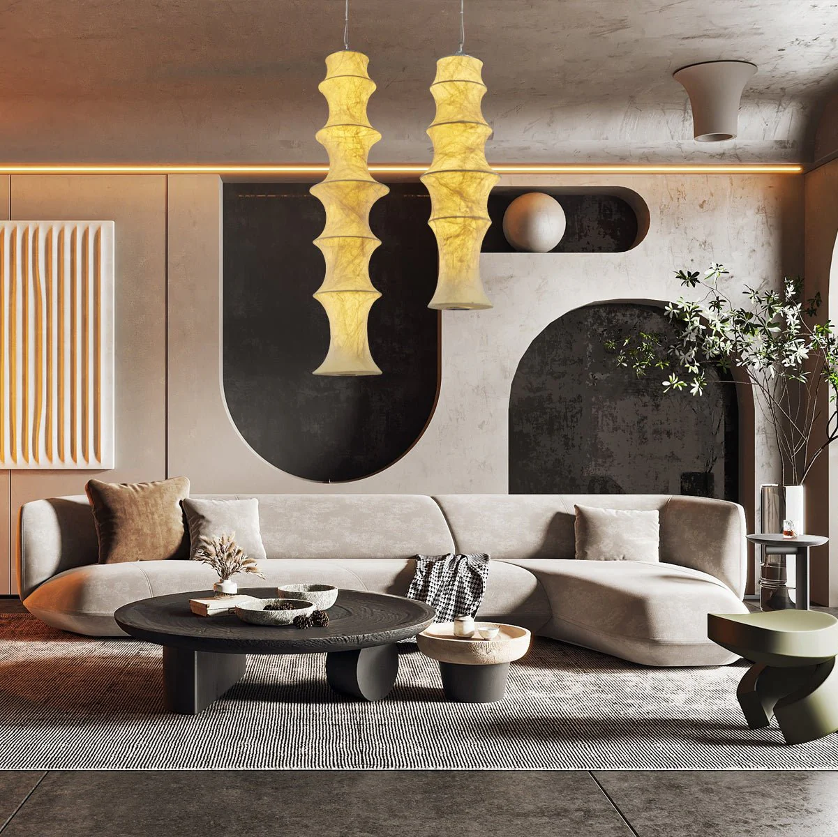 Elraeor Layered Mulberry Silk Pendant Light - Image 4
