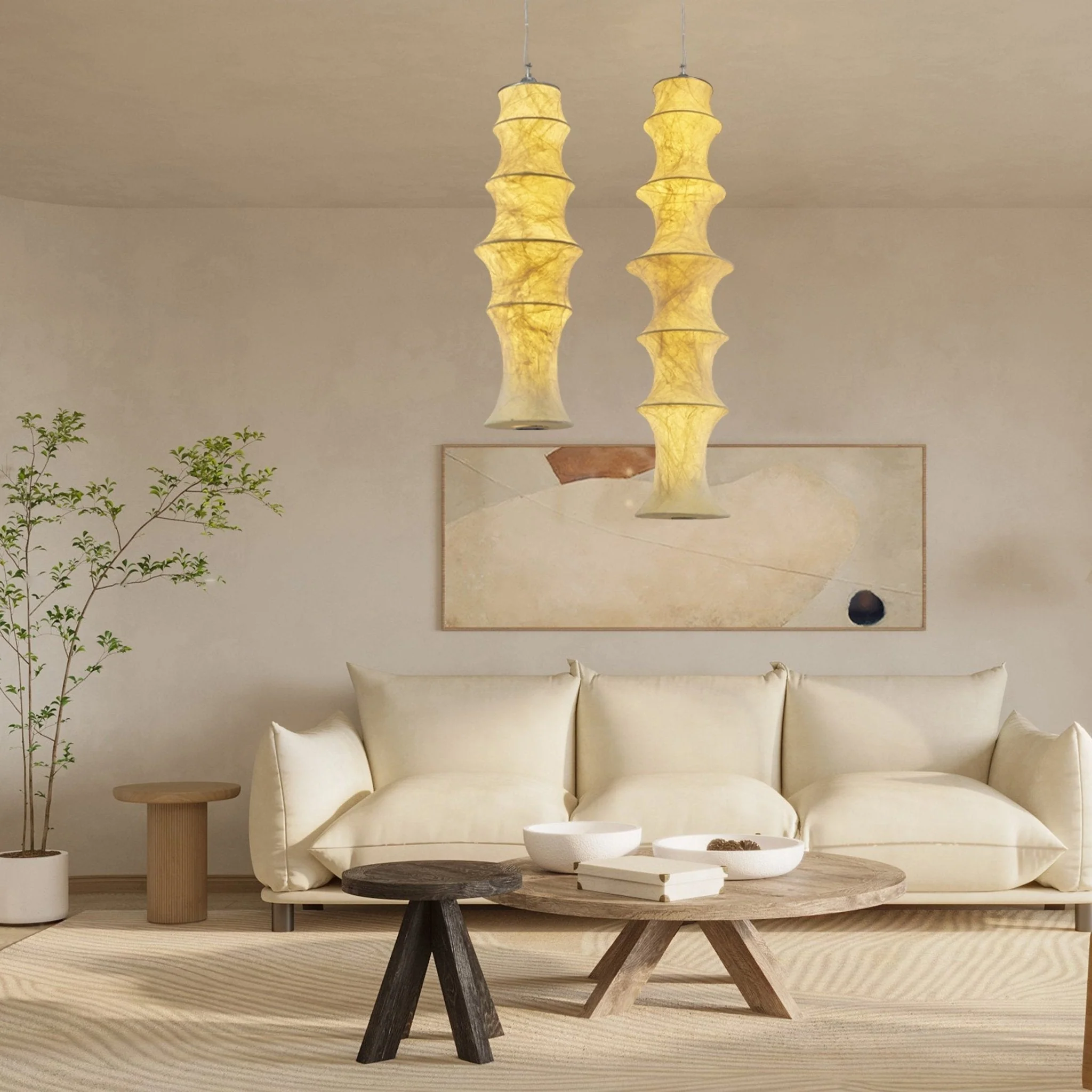 Elraeor Layered Mulberry Silk Pendant Light - Image 5