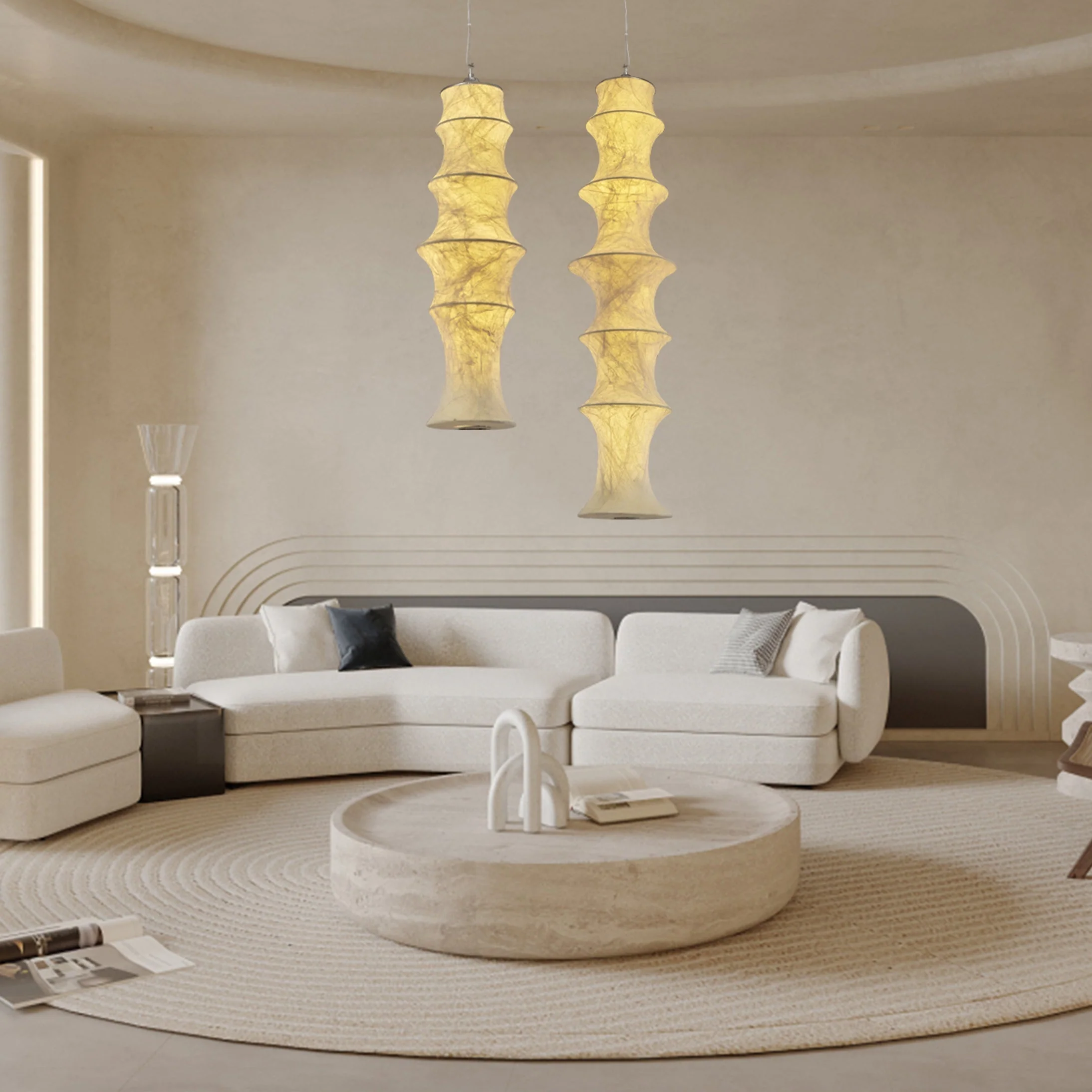 Elraeor Layered Mulberry Silk Pendant Light - Image 6
