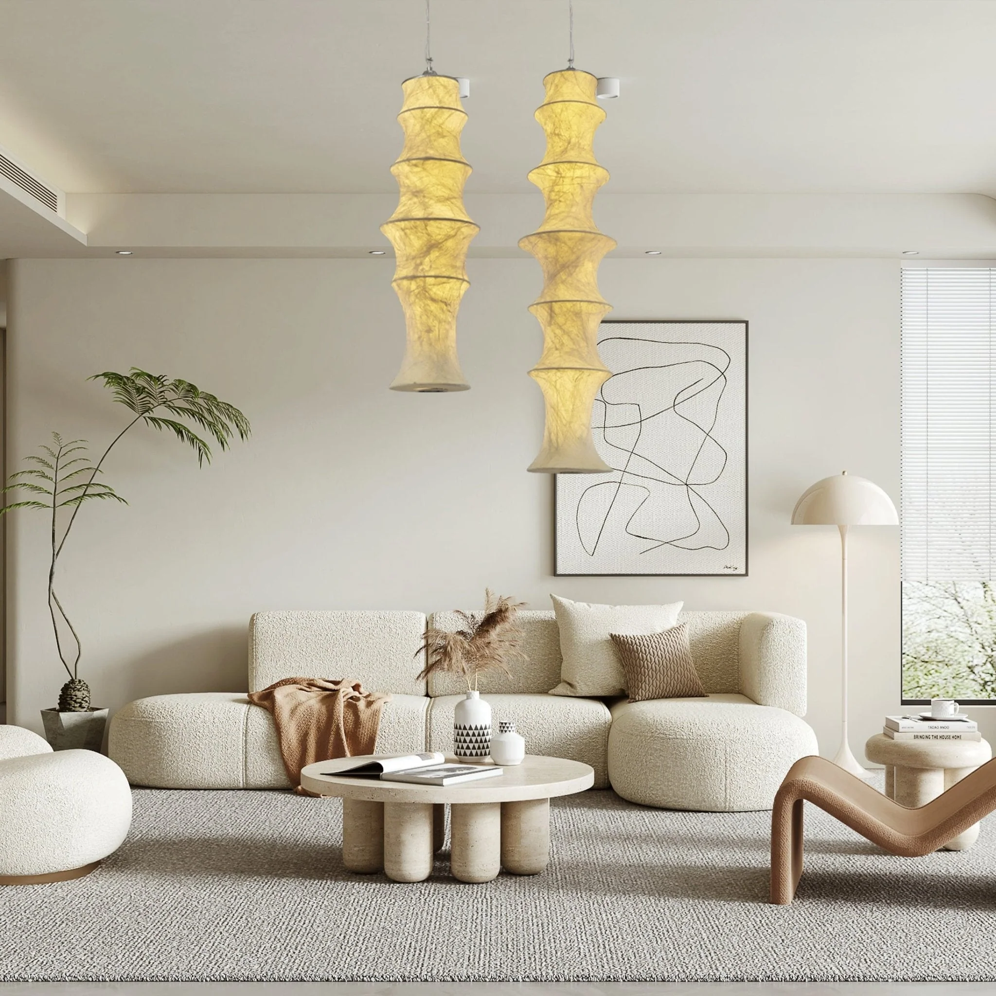 Elraeor Layered Mulberry Silk Pendant Light - Image 7