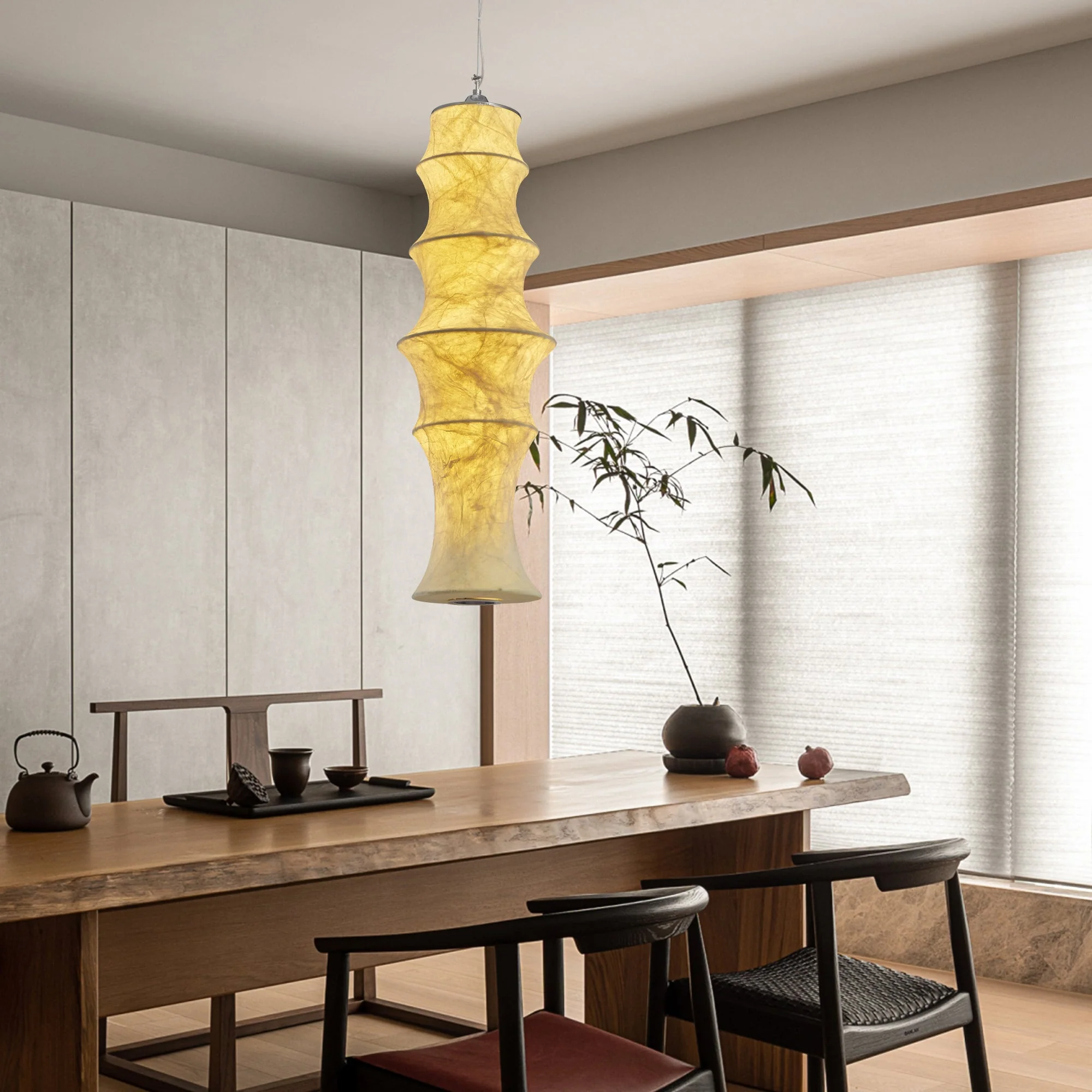 Elraeor Layered Mulberry Silk Pendant Light - Image 8