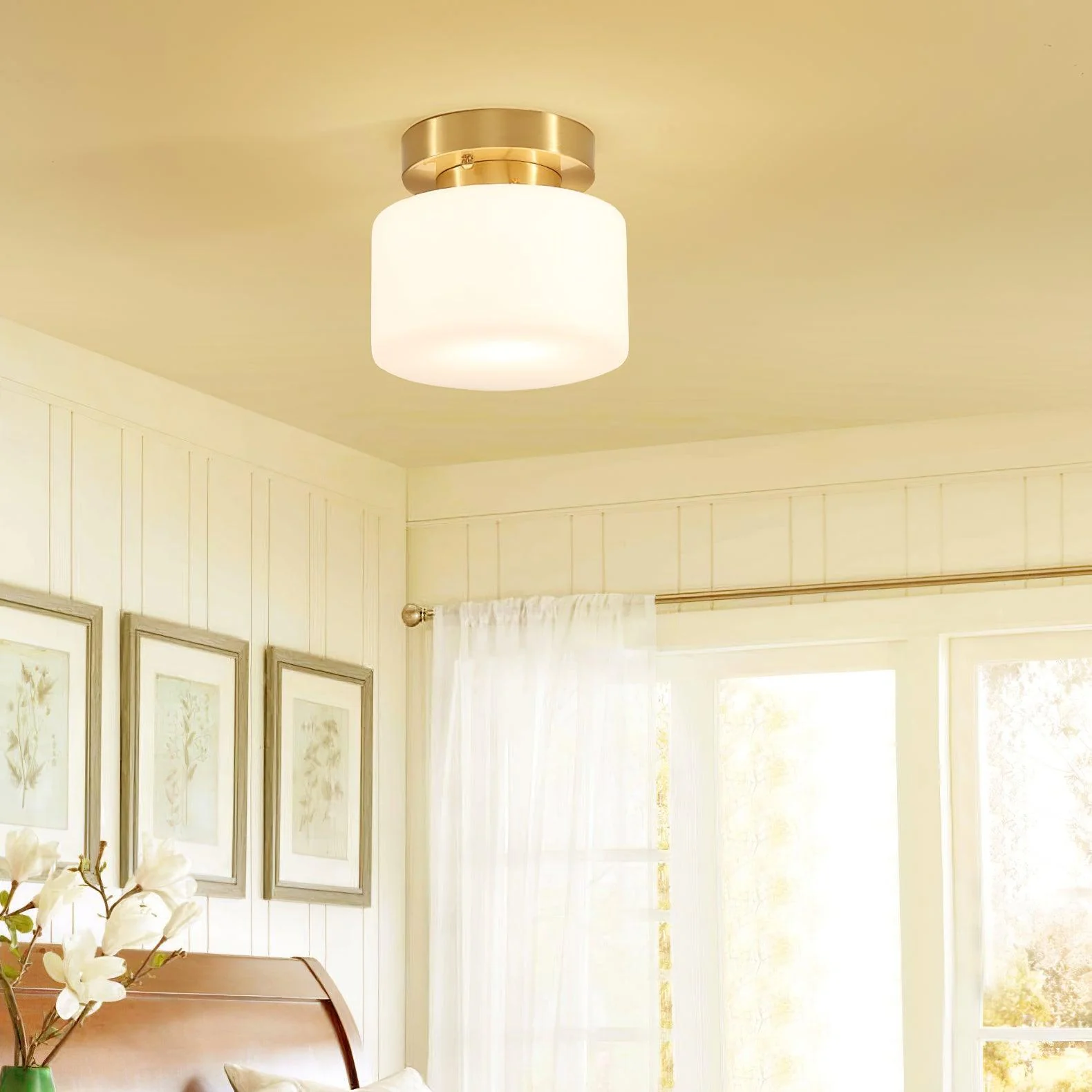 Elsilisra Nordic Art Brass Glass Flush Mount Ceiling Light - Image 29