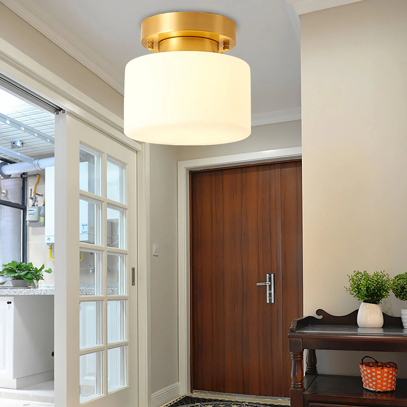 Elsilisra Nordic Art Brass Glass Flush Mount Ceiling Light - Image 30