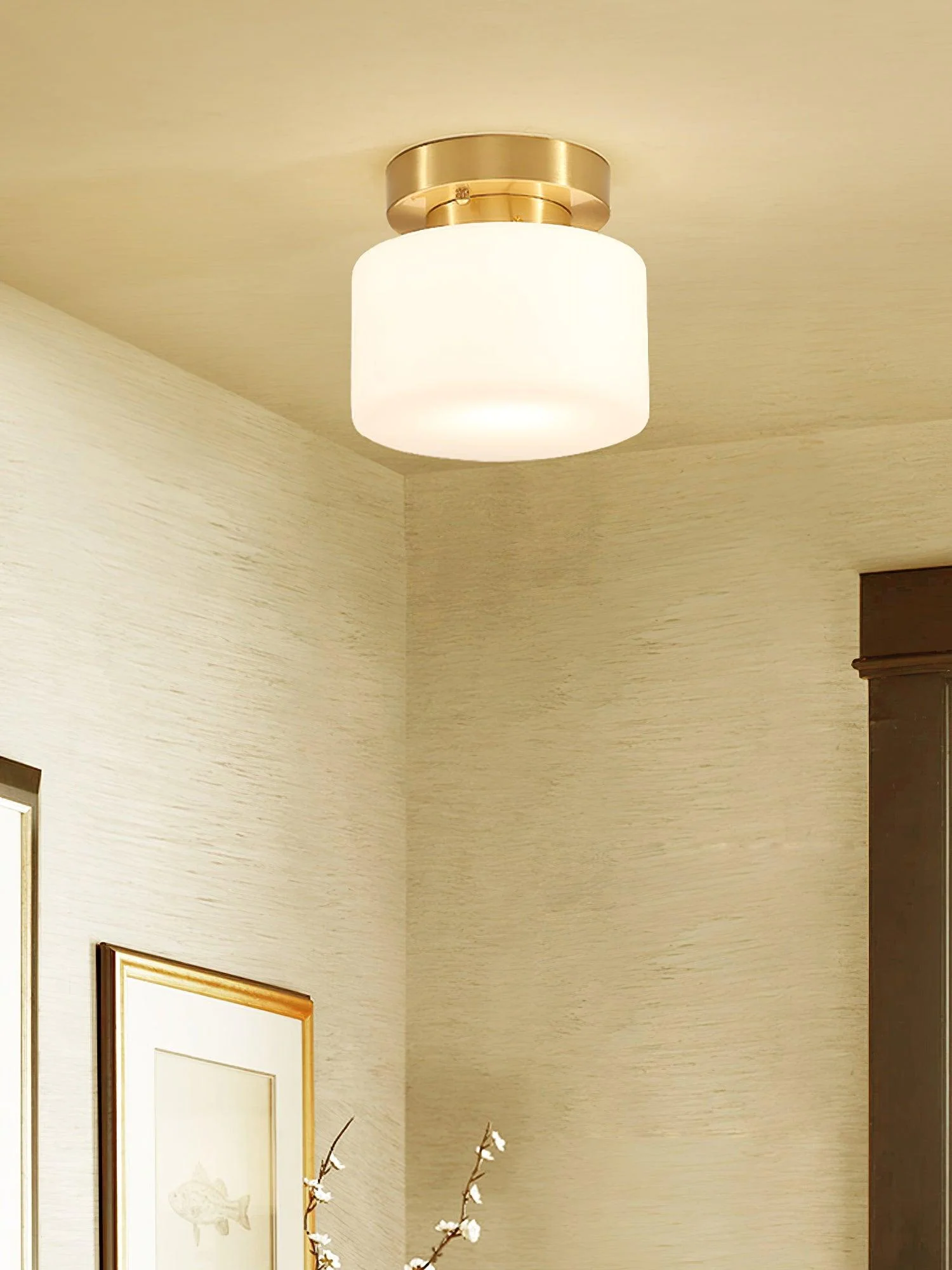 Elsilisra Nordic Art Brass Glass Flush Mount Ceiling Light - Image 5