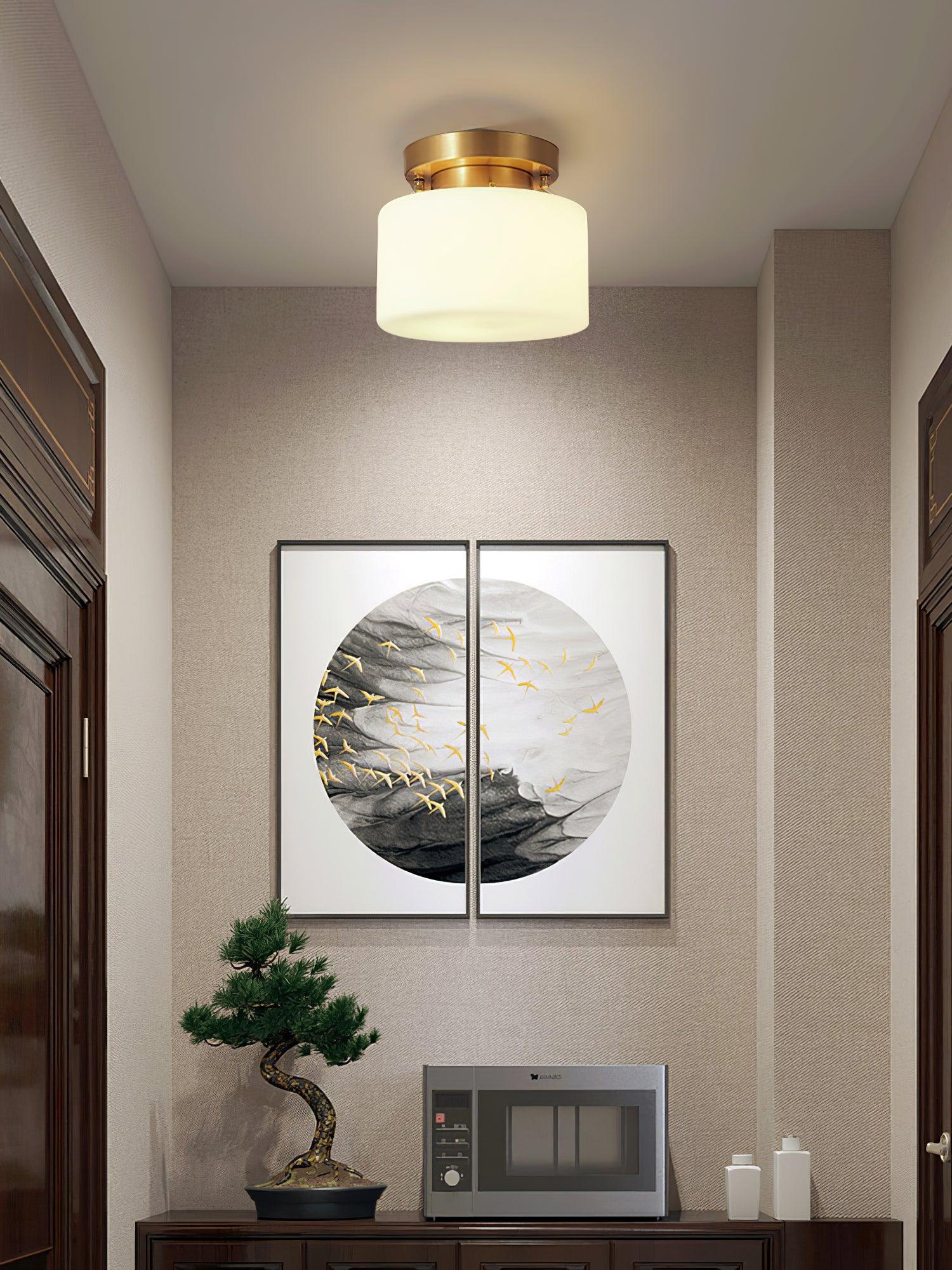 Elsilisra Nordic Art Brass Glass Flush Mount Ceiling Light - Image 6