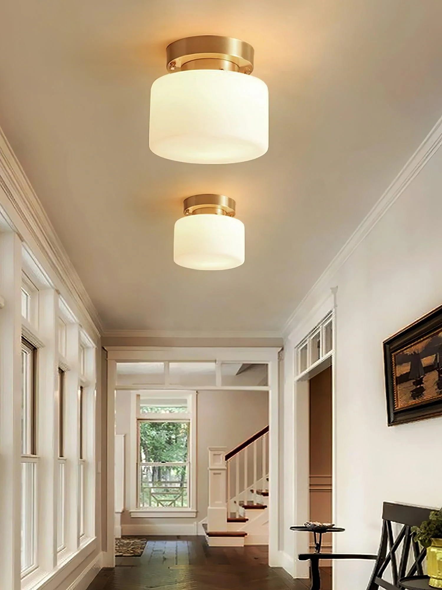 Elsilisra Nordic Art Brass Glass Flush Mount Ceiling Light - Image 8