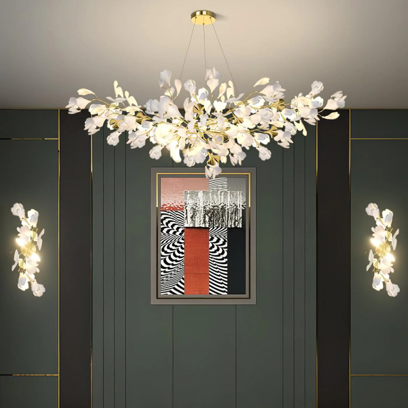 Elvelos Gingko Flowers Ceramics Wall Lamp - Image 11