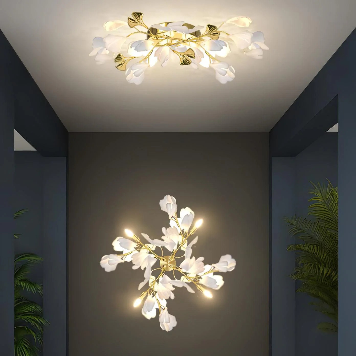 Elvelos Gingko Flowers Ceramics Wall Lamp - Image 12