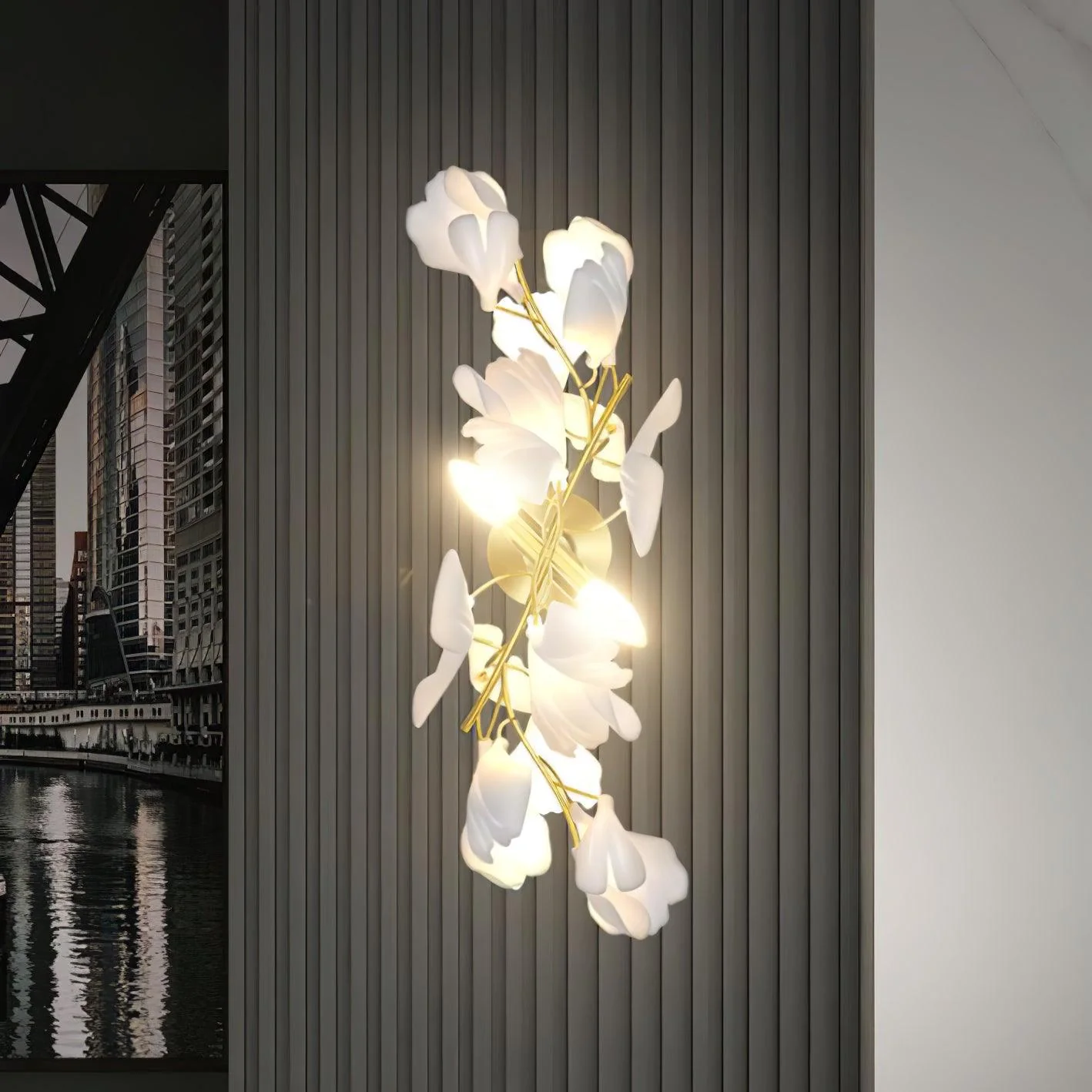 Elvelos Gingko Flowers Ceramics Wall Lamp - Image 14
