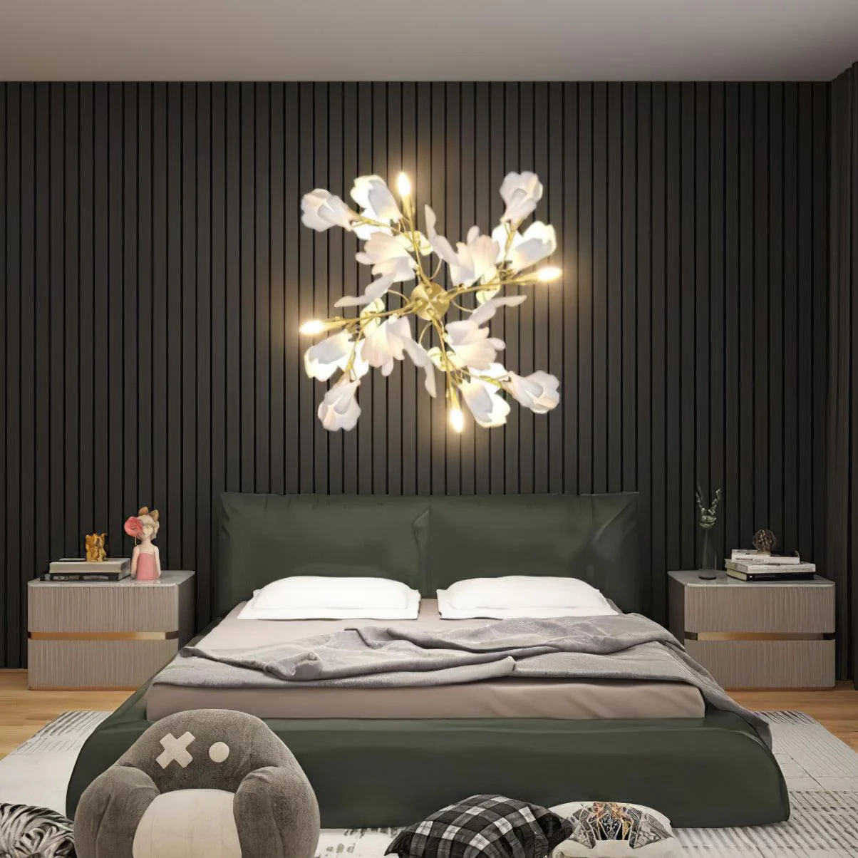 Elvelos Gingko Flowers Ceramics Wall Lamp - Image 7