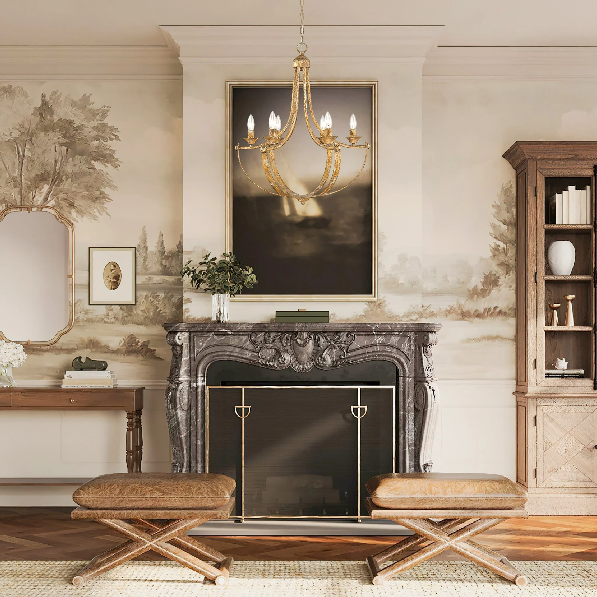 Elyndra Contemporary Brass Chandelier - Image 4
