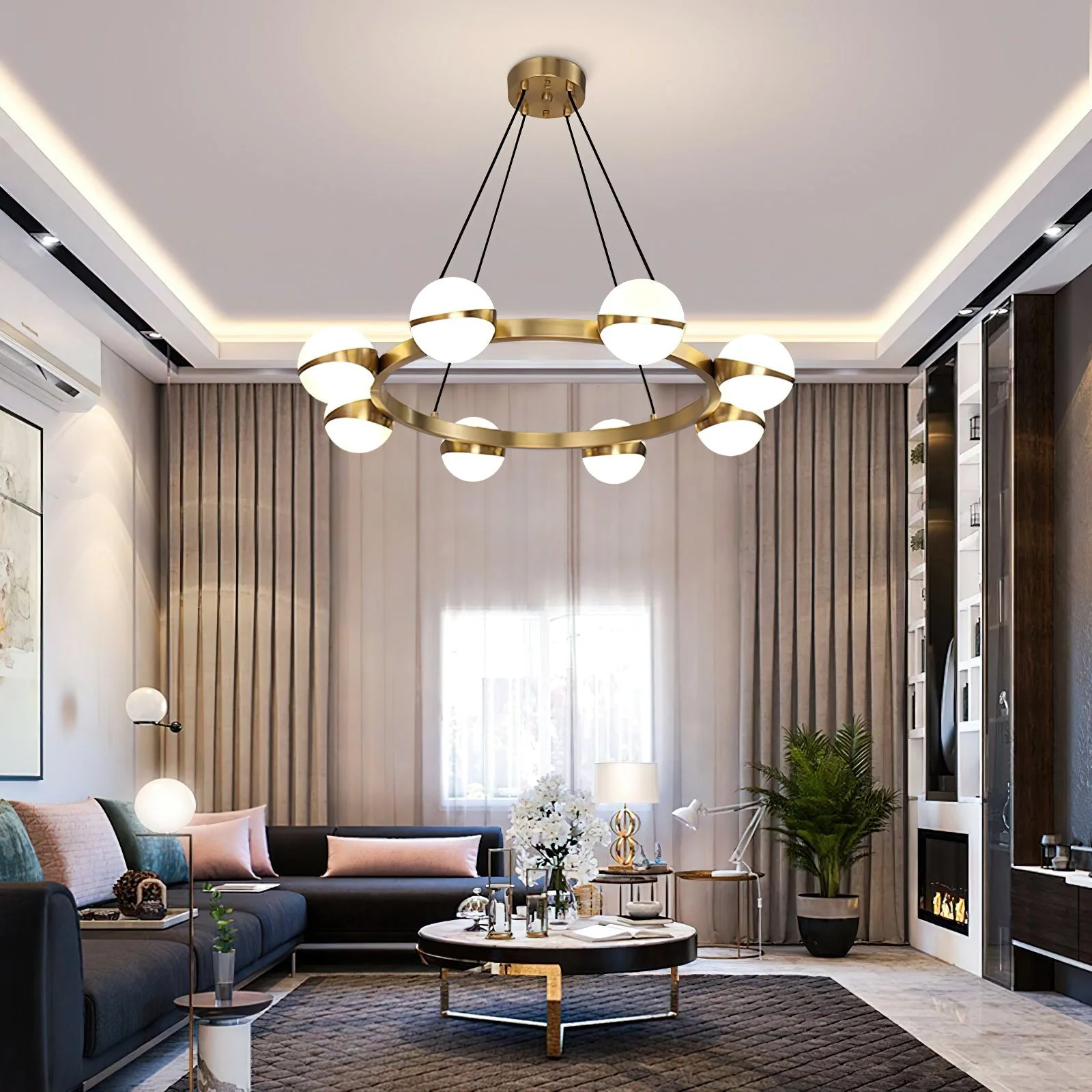Elysian Contemporary Brass Chandelier - Image 3