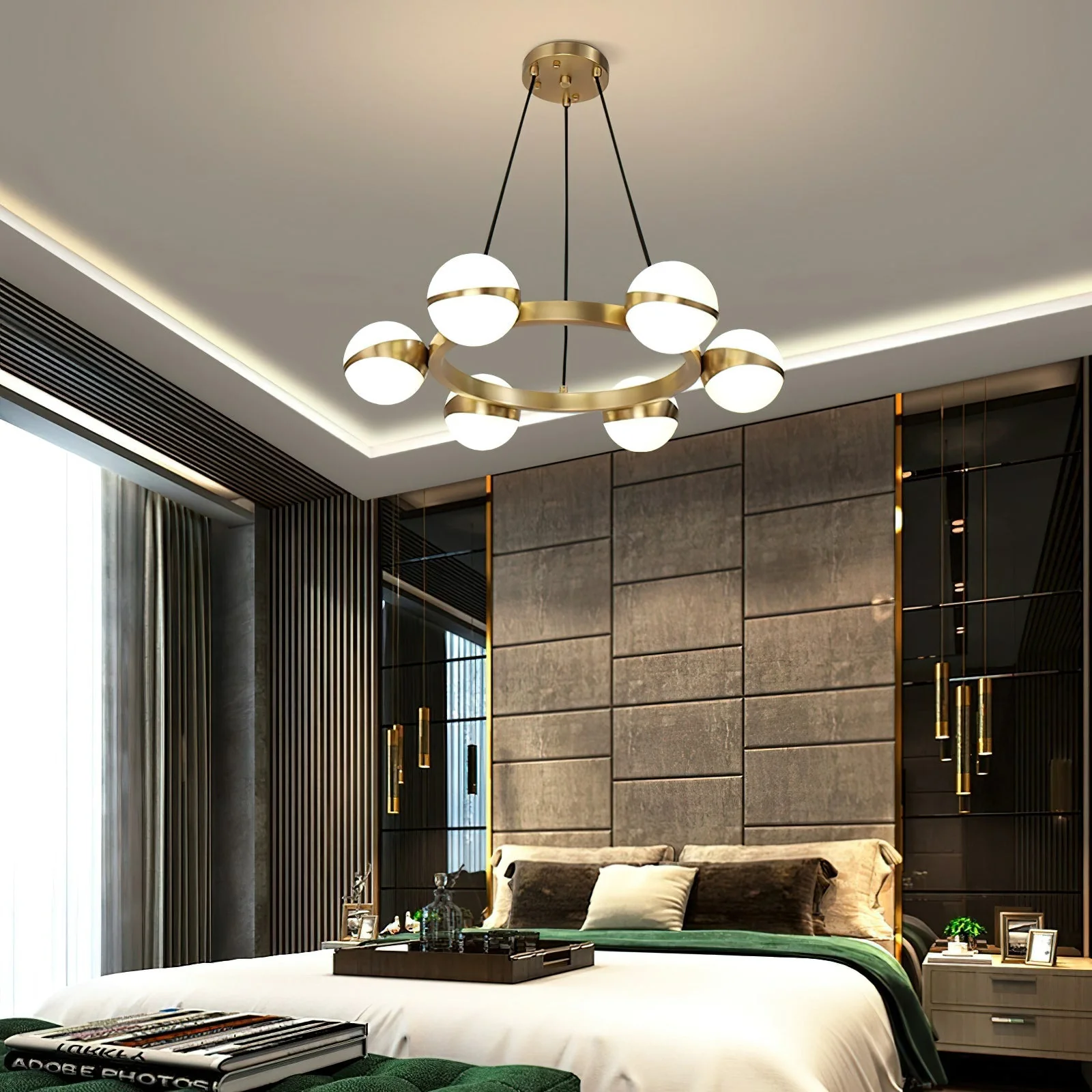 Elysian Contemporary Brass Chandelier - Image 4