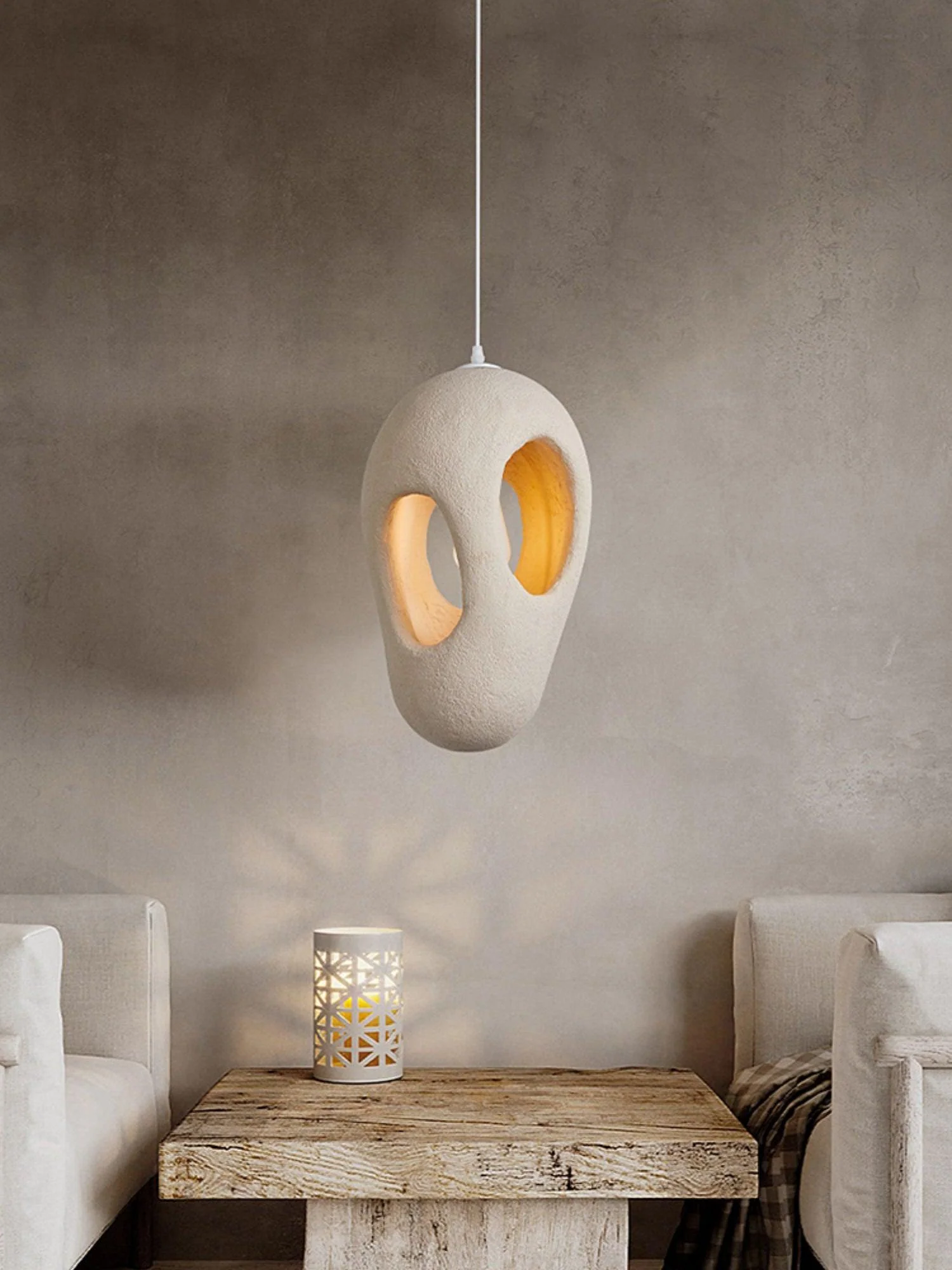 Elysire Beige Artistic Pendant Lamp - Image 20