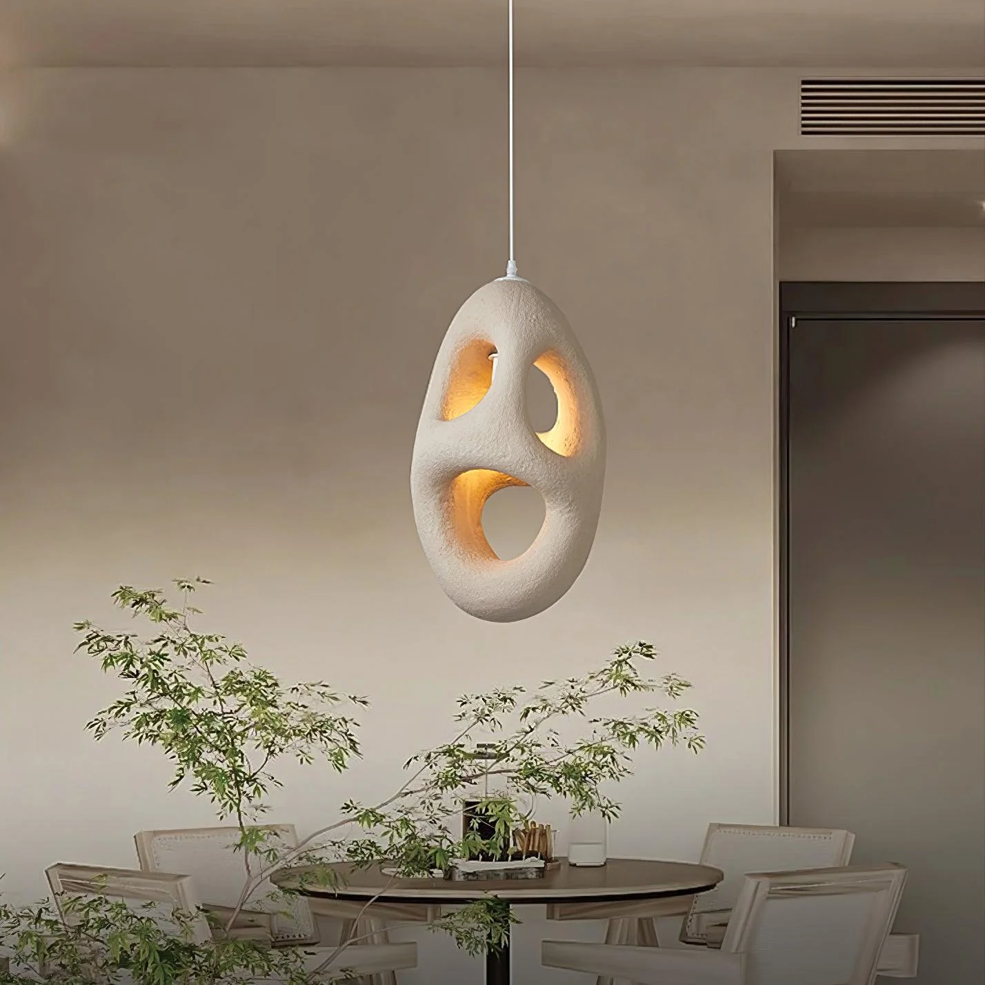 Elysire Beige Artistic Pendant Lamp - Image 9