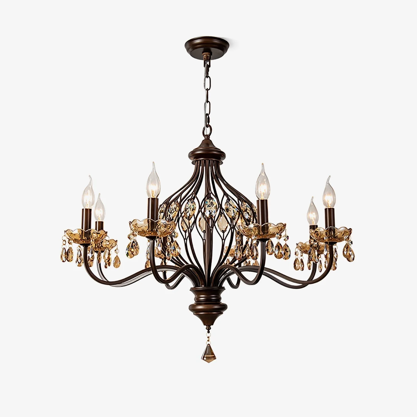 Enorel Vintage Bronze Crystal Chandelier