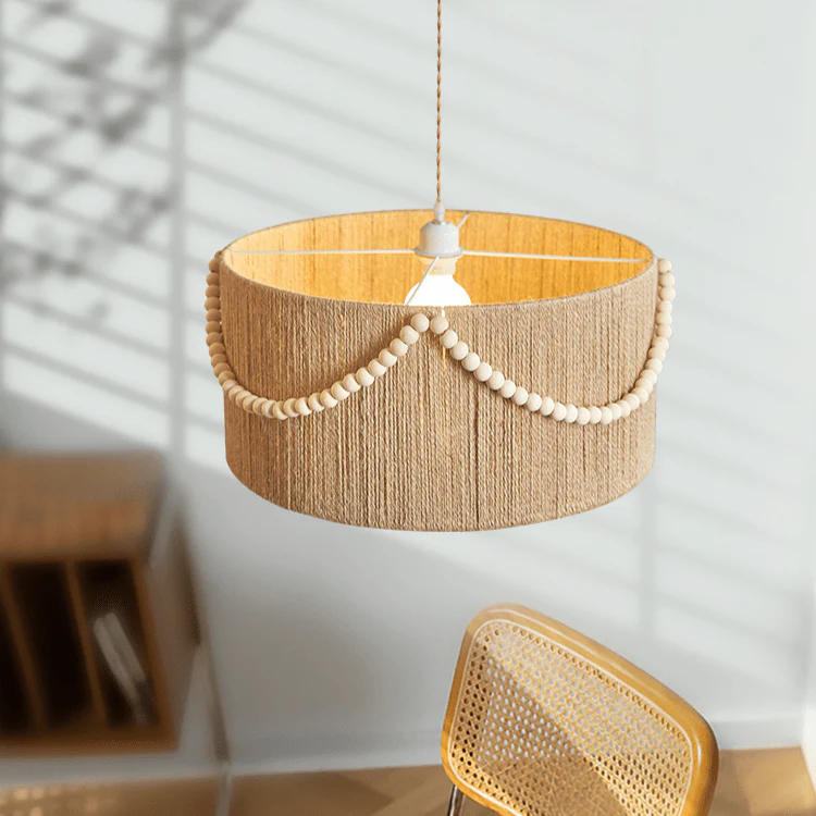 Ershaa Elegance Natural Beaded Boho Pendant Lamp - Image 10