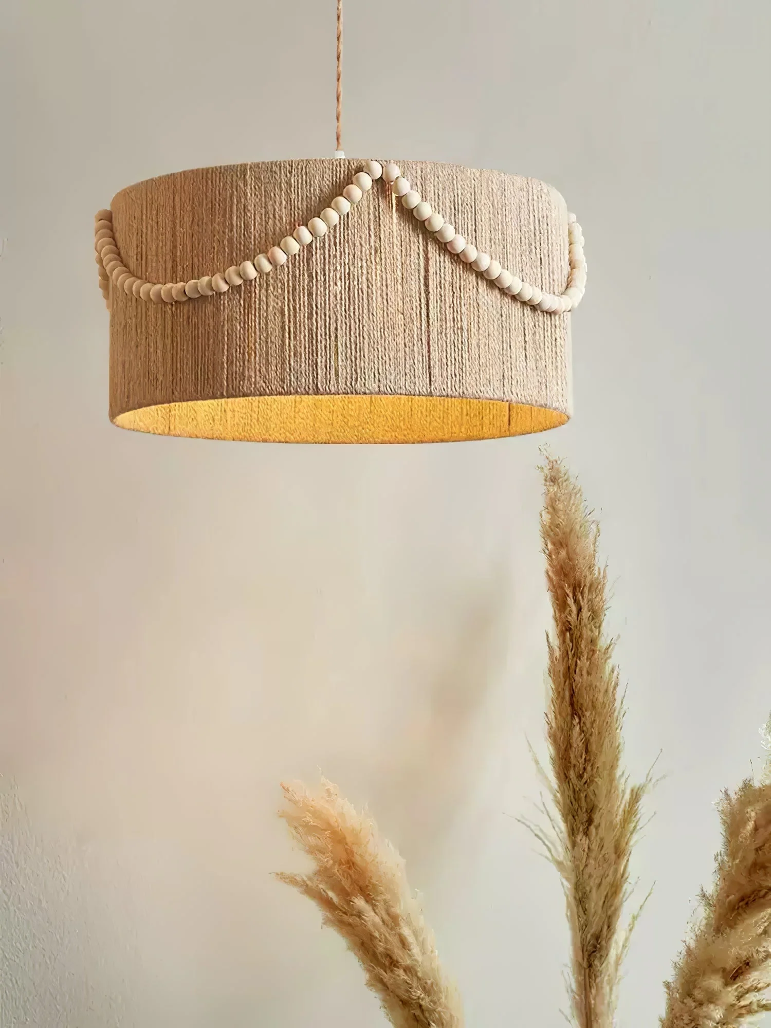 Ershaa Elegance Natural Beaded Boho Pendant Lamp - Image 2