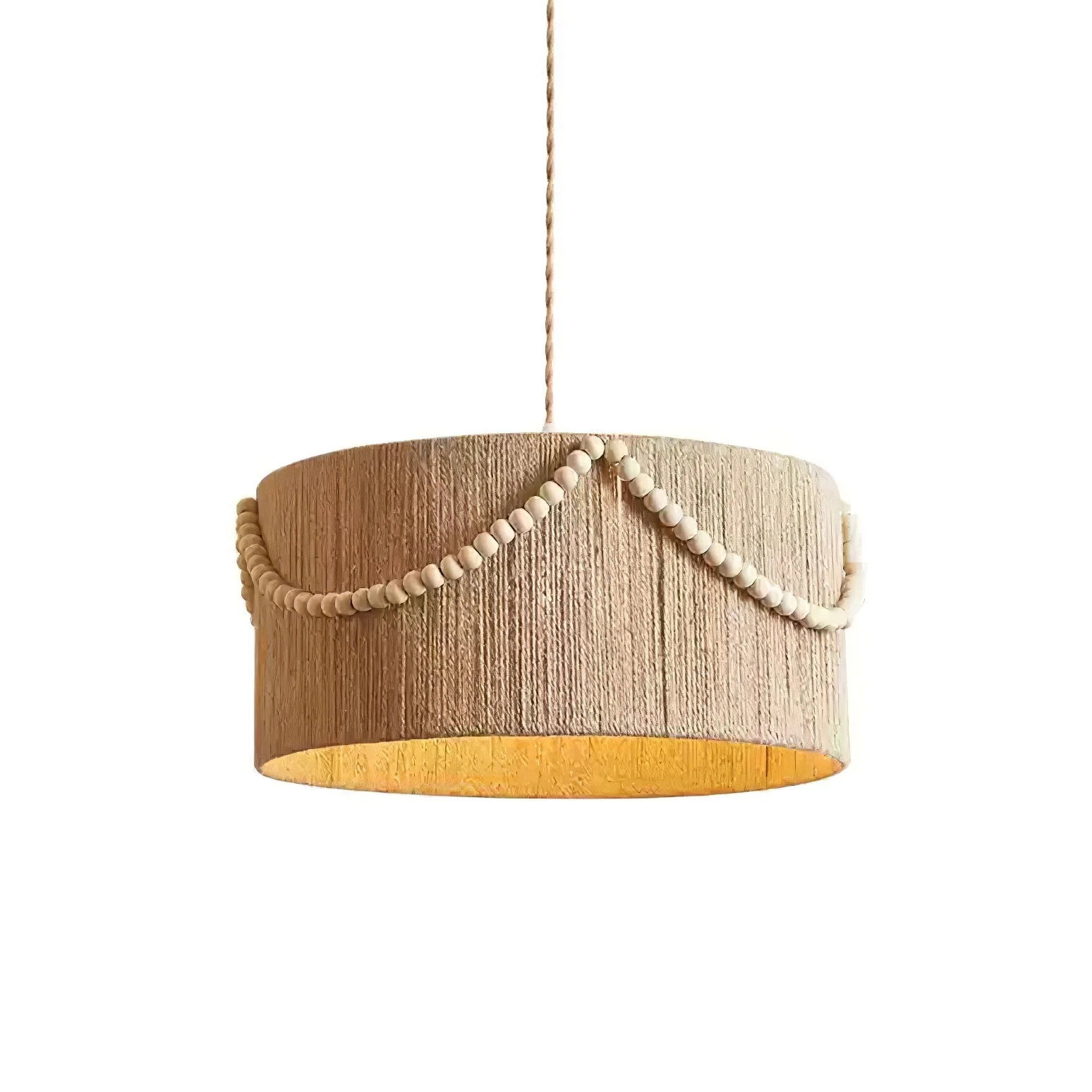 Ershaa Elegance Natural Beaded Boho Pendant Lamp - Image 6