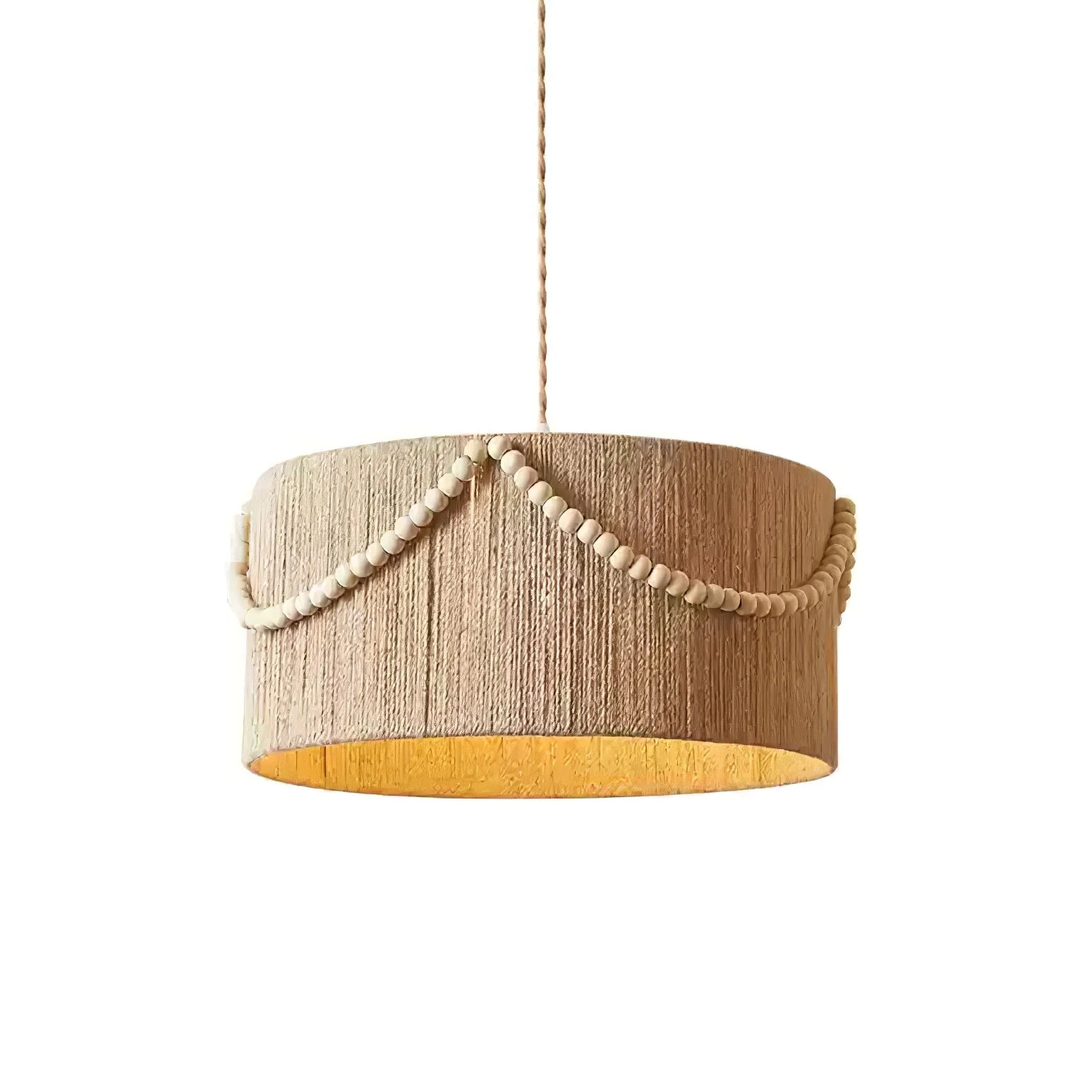 Ershaa Elegance Natural Beaded Boho Pendant Lamp - Image 9