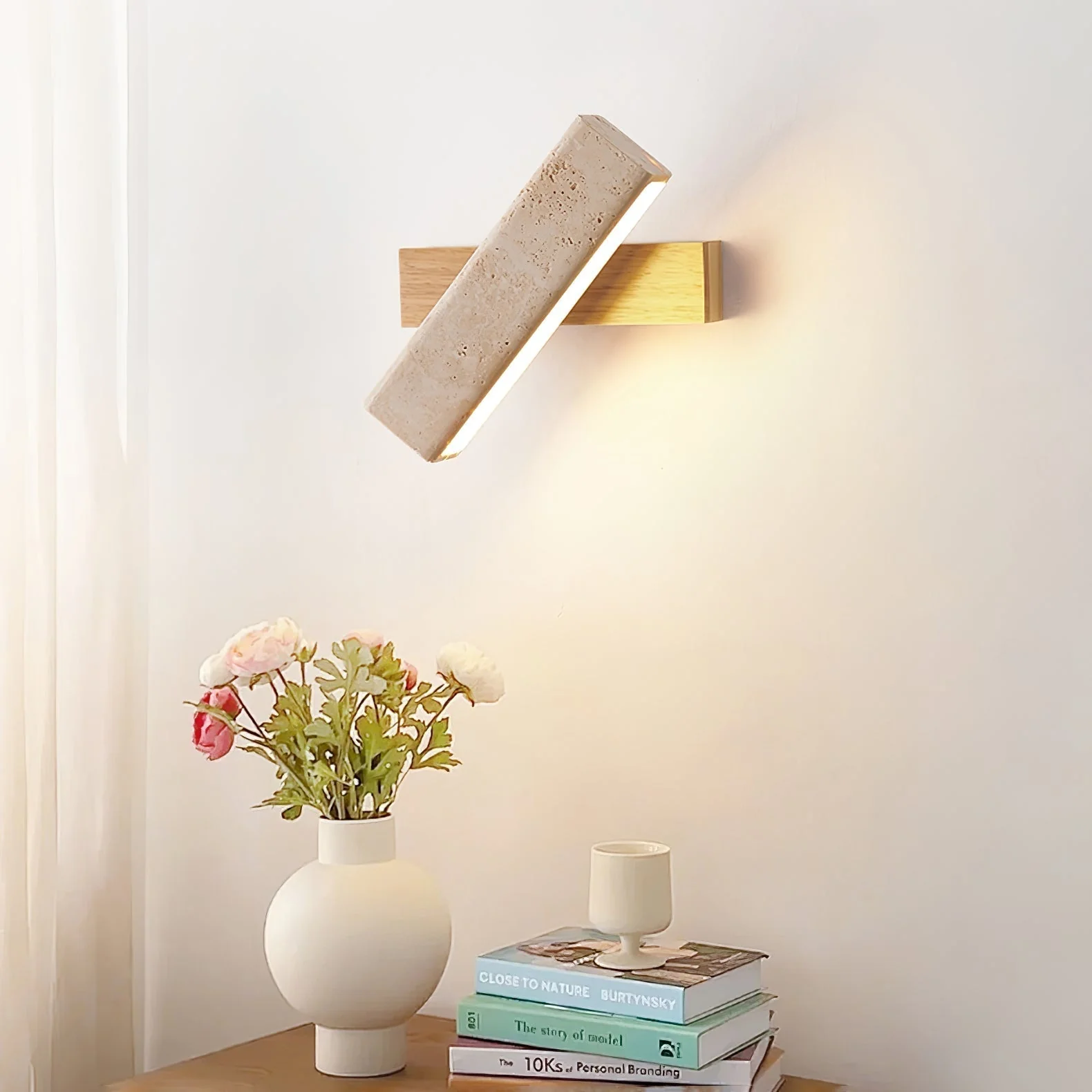 Esorora Rectangular Travertine Wall Light - Image 3