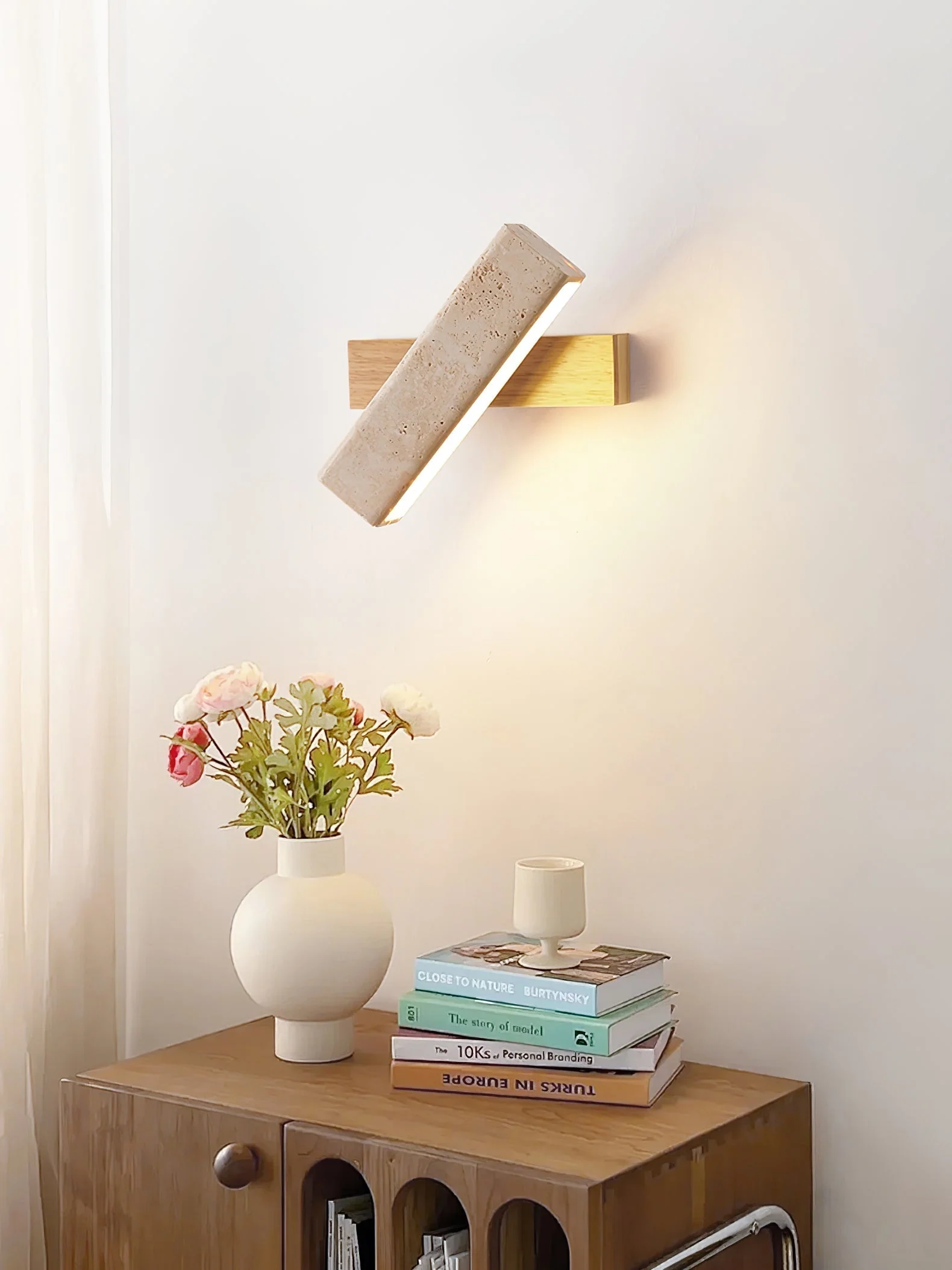 Esorora Rectangular Travertine Wall Light - Image 6