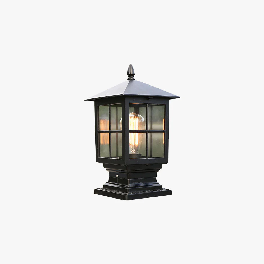 Etilo Modern Metal Glass Lantern LED Outdoor Light Post
