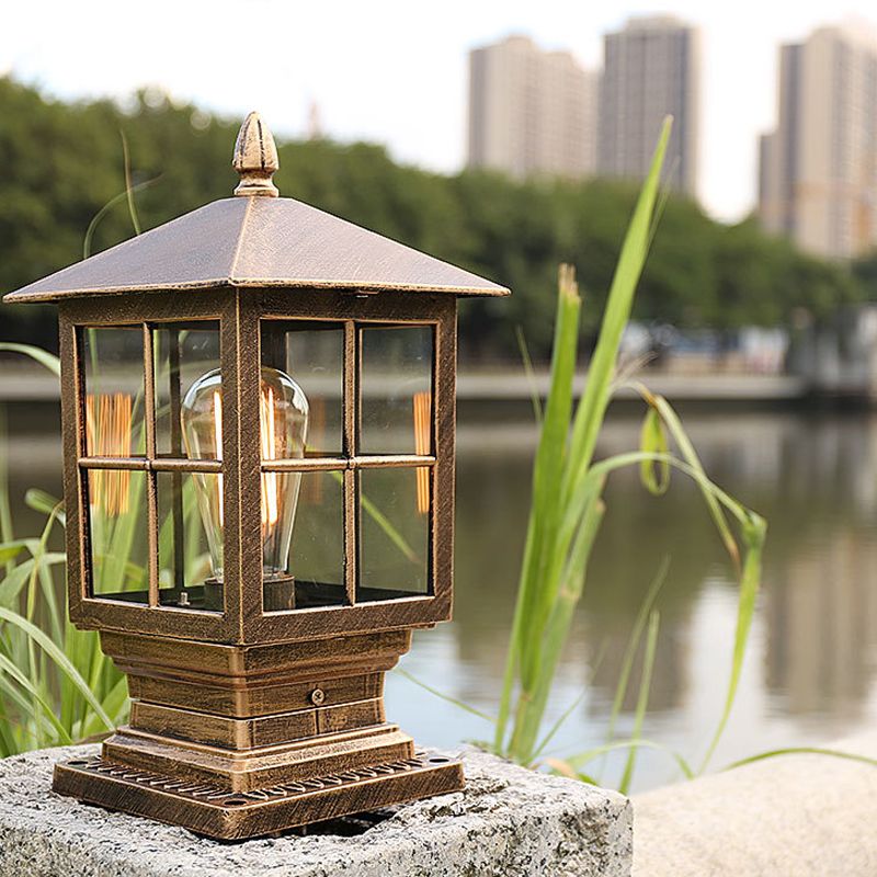 Etilo Modern Metal Glass Lantern LED Outdoor Light Post - Image 2