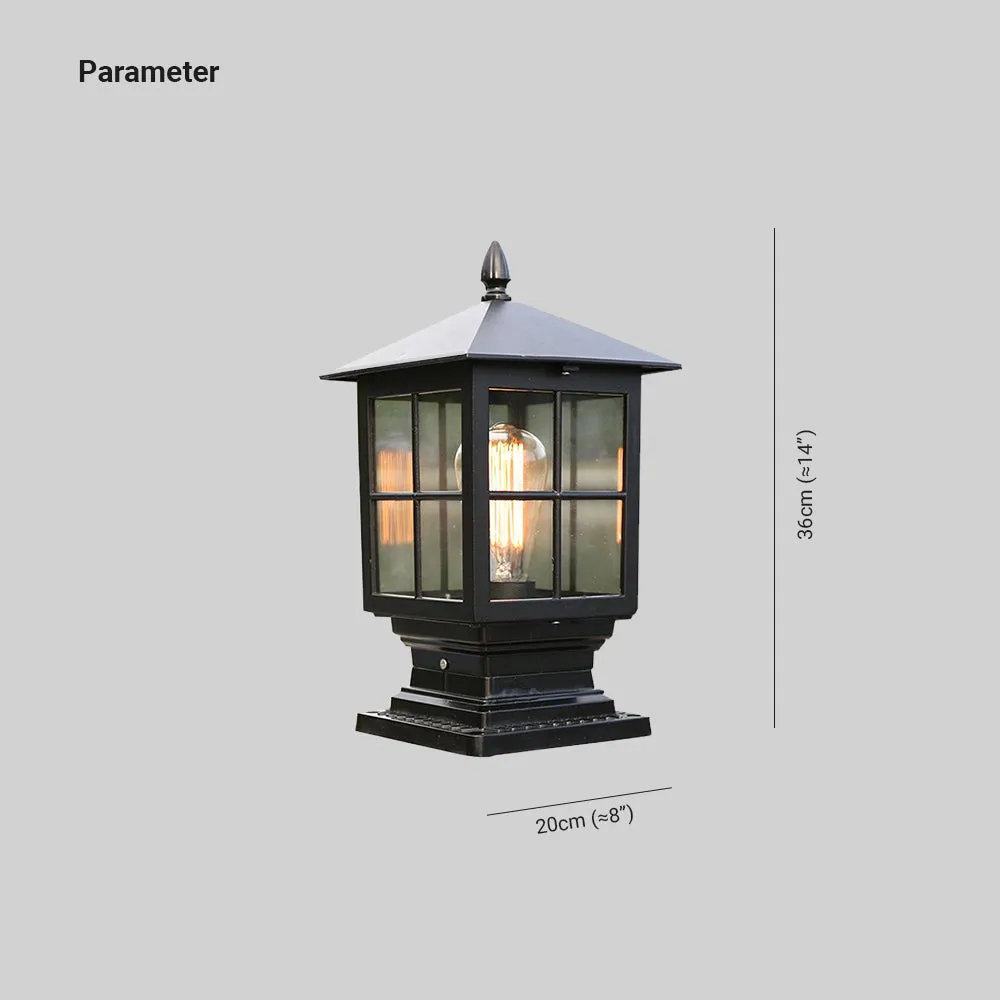 Etilo Modern Metal Glass Lantern LED Outdoor Light Post - Image 4