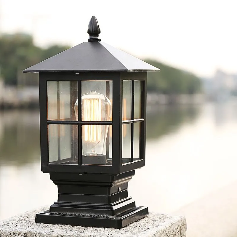 Etilo Modern Metal Glass Lantern LED Outdoor Light Post - Image 6